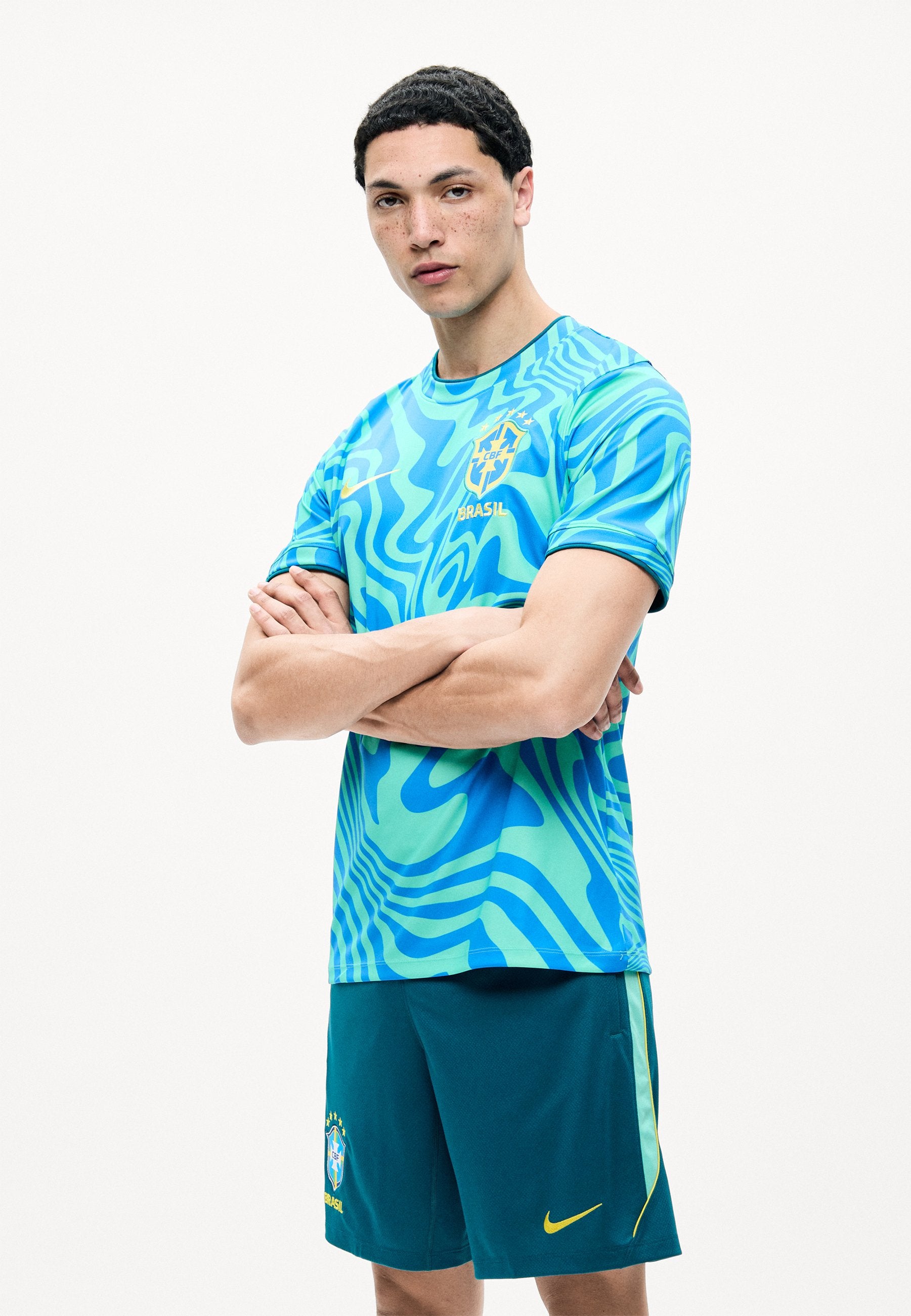 BRAZIL ACADEMY PRO PREMATCH TOP - National team wear - light menta/light photo blue/canary