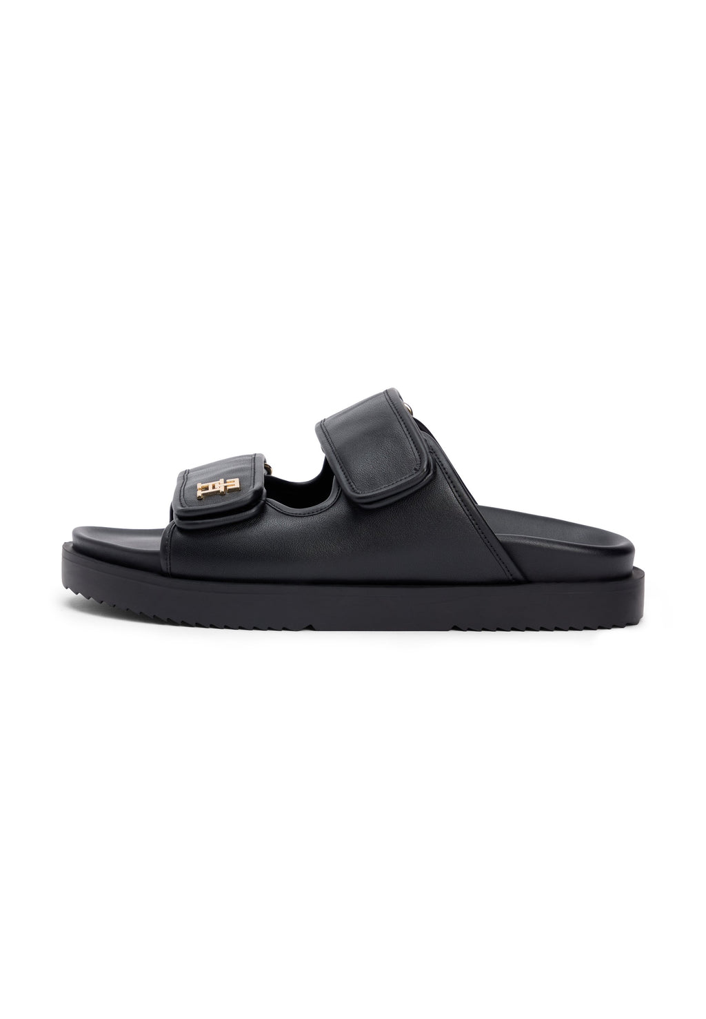 LEATHER TH MONOGRAM DOUBLE STRAP SANDALS - Mules - black