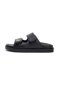 LEATHER TH MONOGRAM DOUBLE STRAP SANDALS - Mules - black