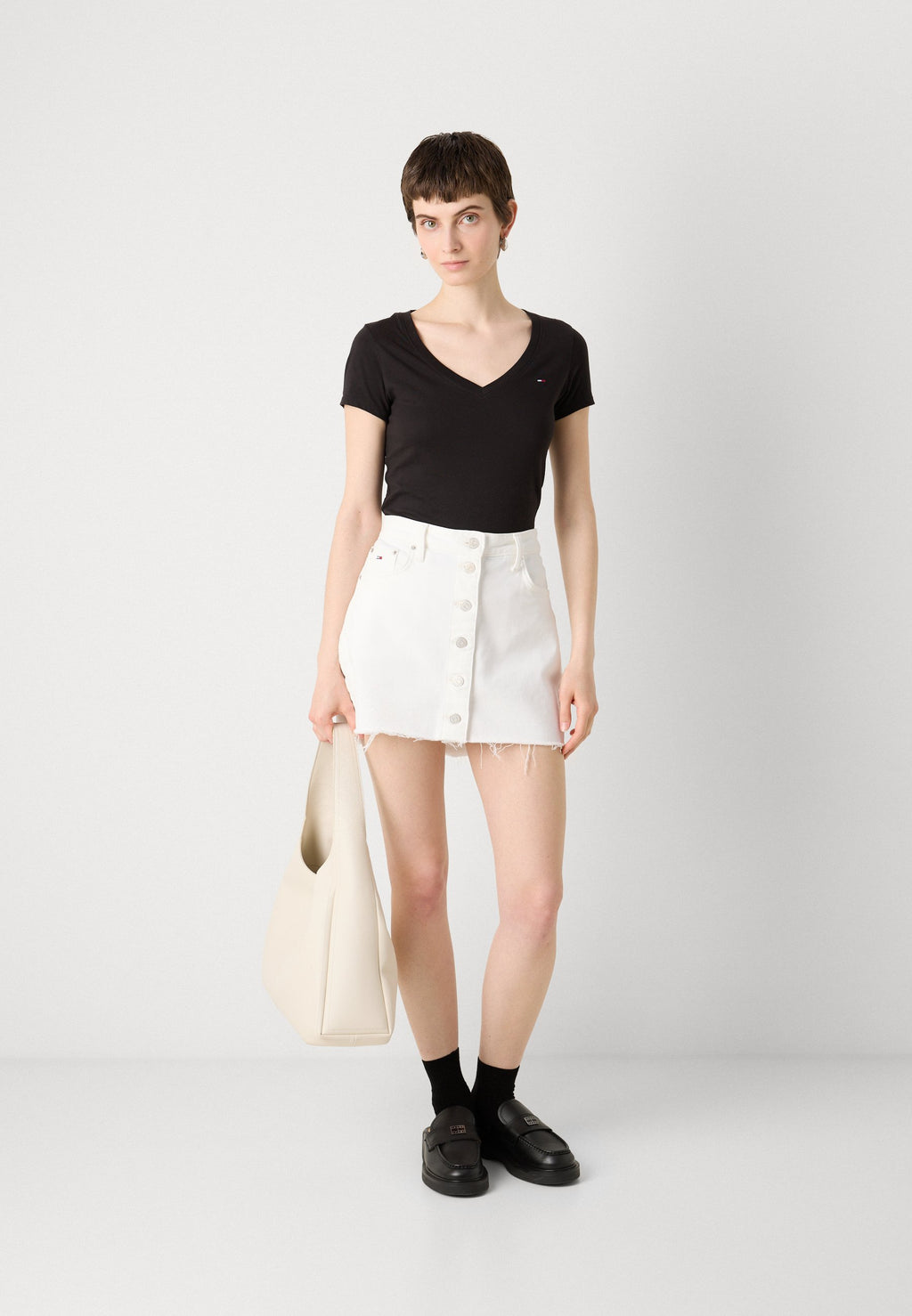 V NECK TEE 2 PACK - Basic T-shirt - black