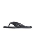 LEATHER TOE POST FLAT SANDALS - T-bar sandals - black