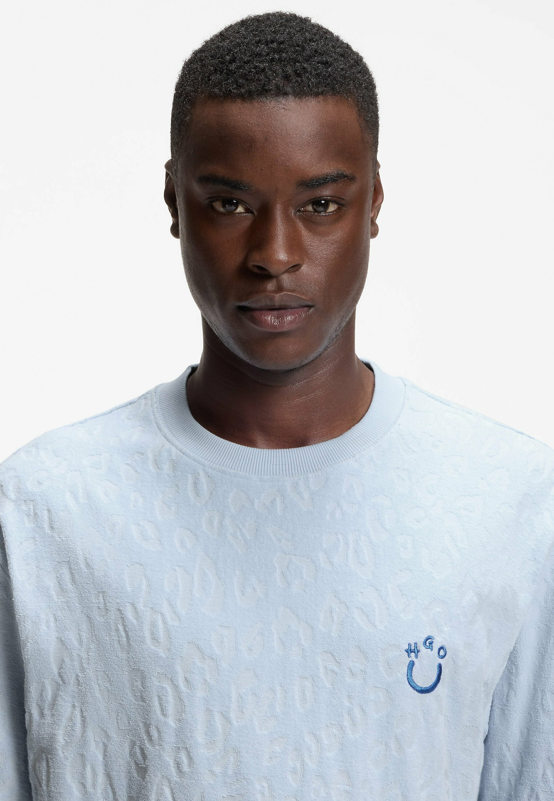 HUGO NAGUTEE - Print T-shirt - open blue