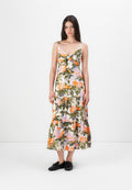 V NECK TIERED MAXI - Day dress - neon orange/pink flora