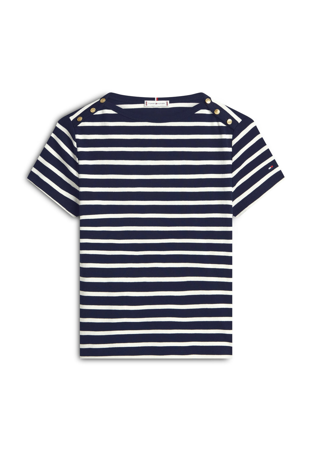 GOLD-TONE BUTTON SLIM BOAT NECK T-SHIRT - Print T-shirt - dark night/ecru