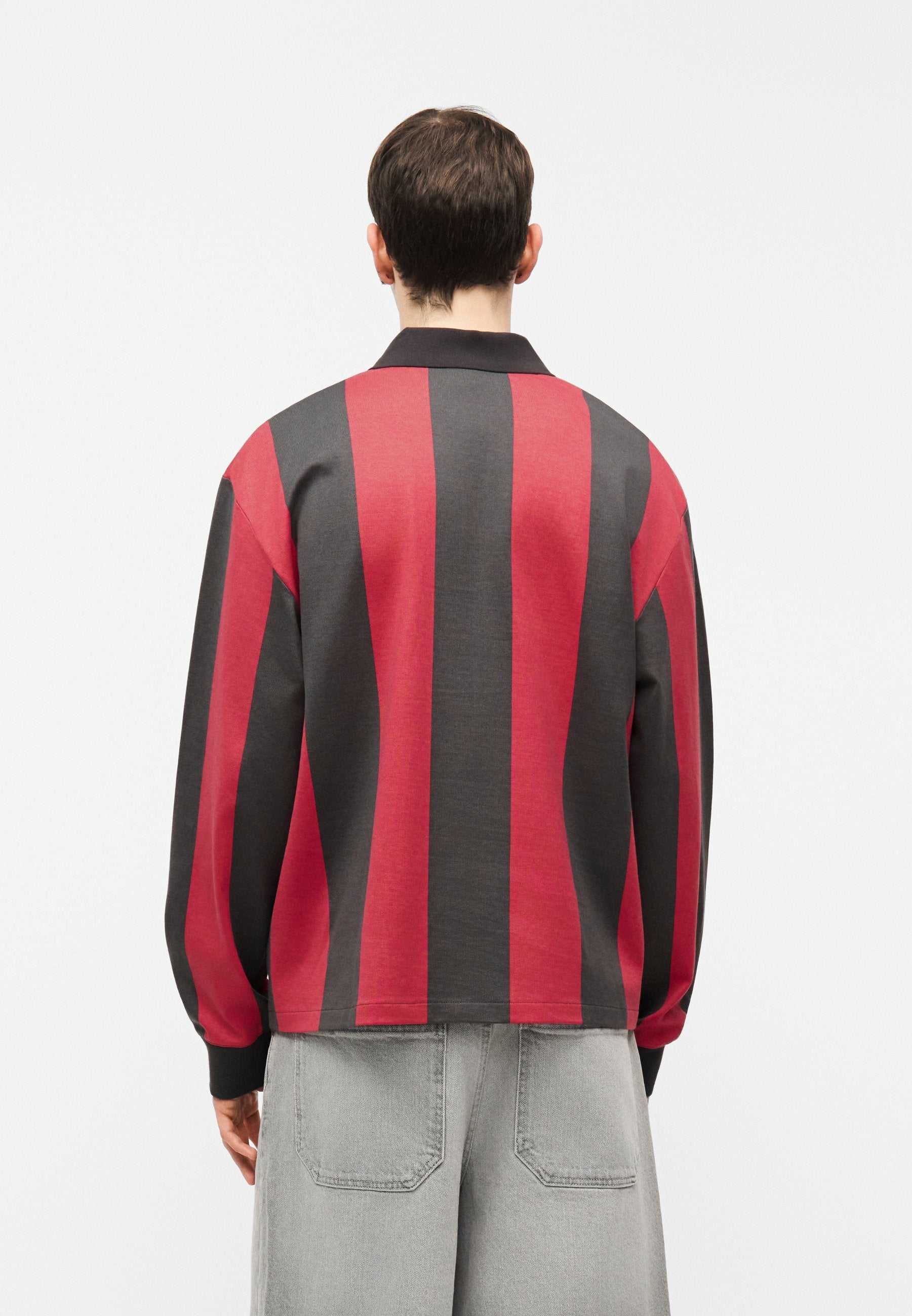 STRIPED - Long sleeved top - utility black/pure ruby