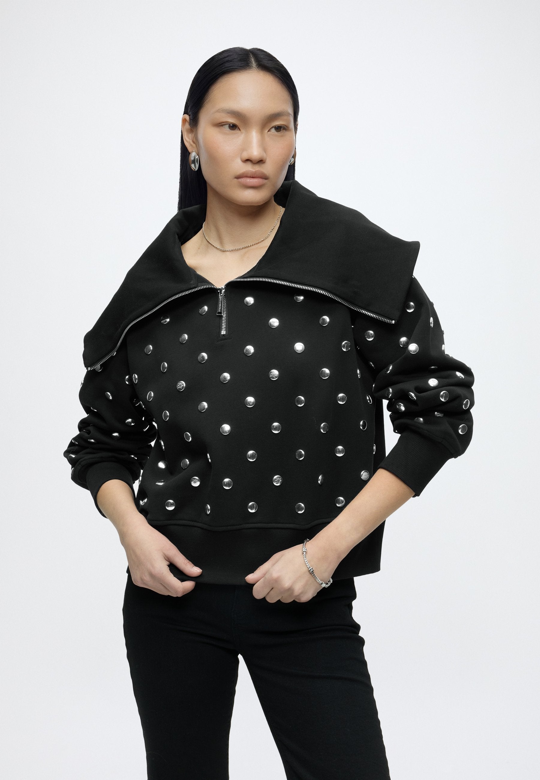 HALF ZIP UP SWEATSHIRT - Sweatshirt - black