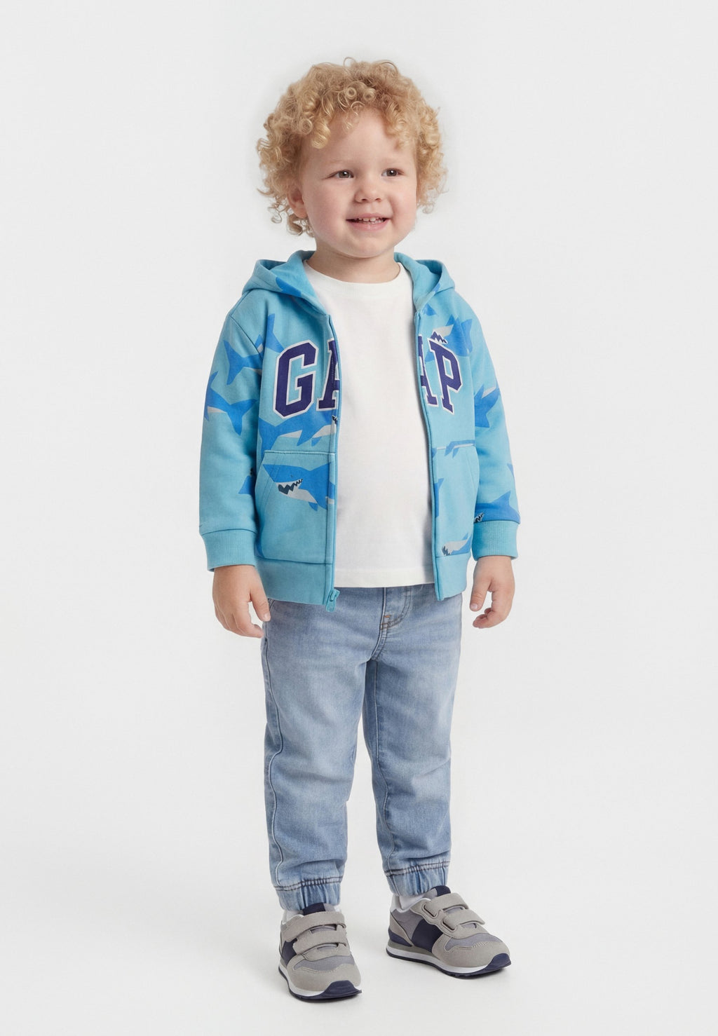 LOGO  - Zip-up sweatshirt - blanket blue