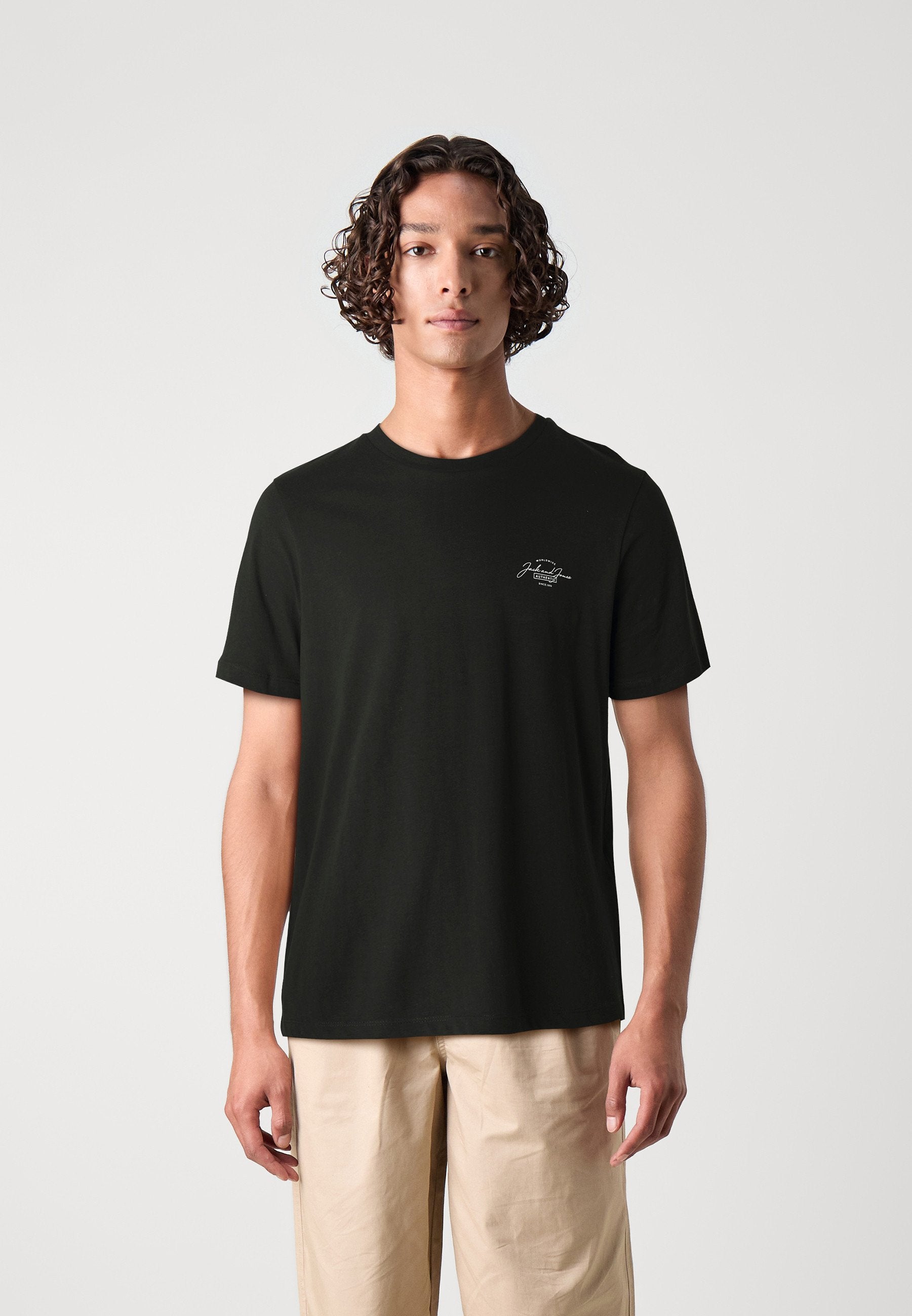 JJFERRIS TEE CREW NECK 3 PACK - Basic T-shirt - green/white/black