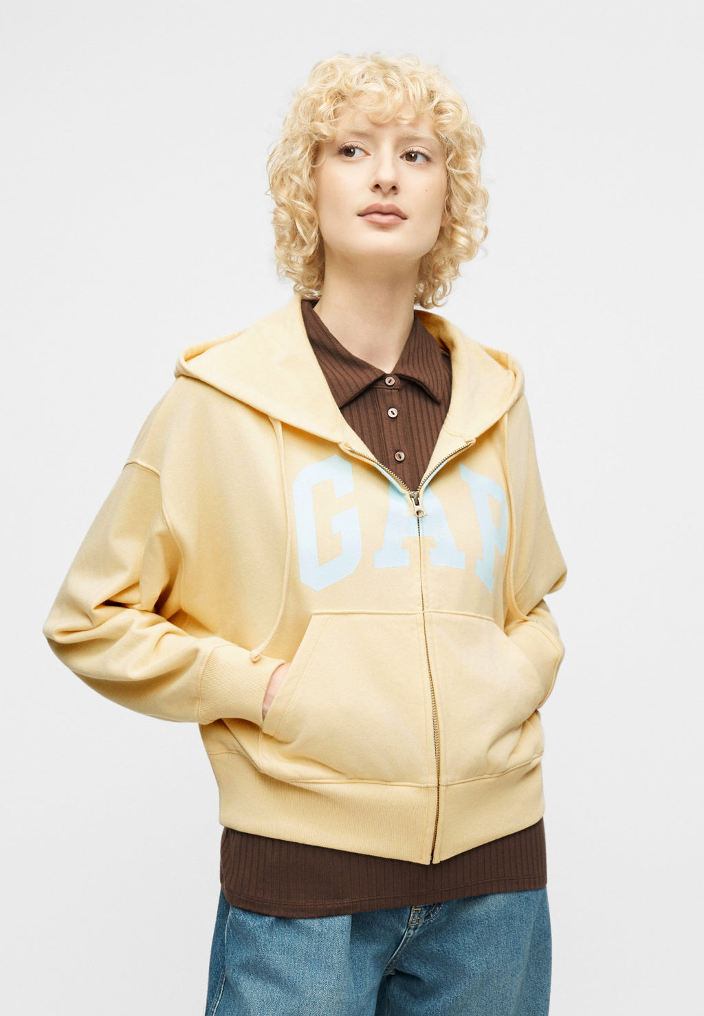 HERITAGE - Zip-up sweatshirt - light yellow