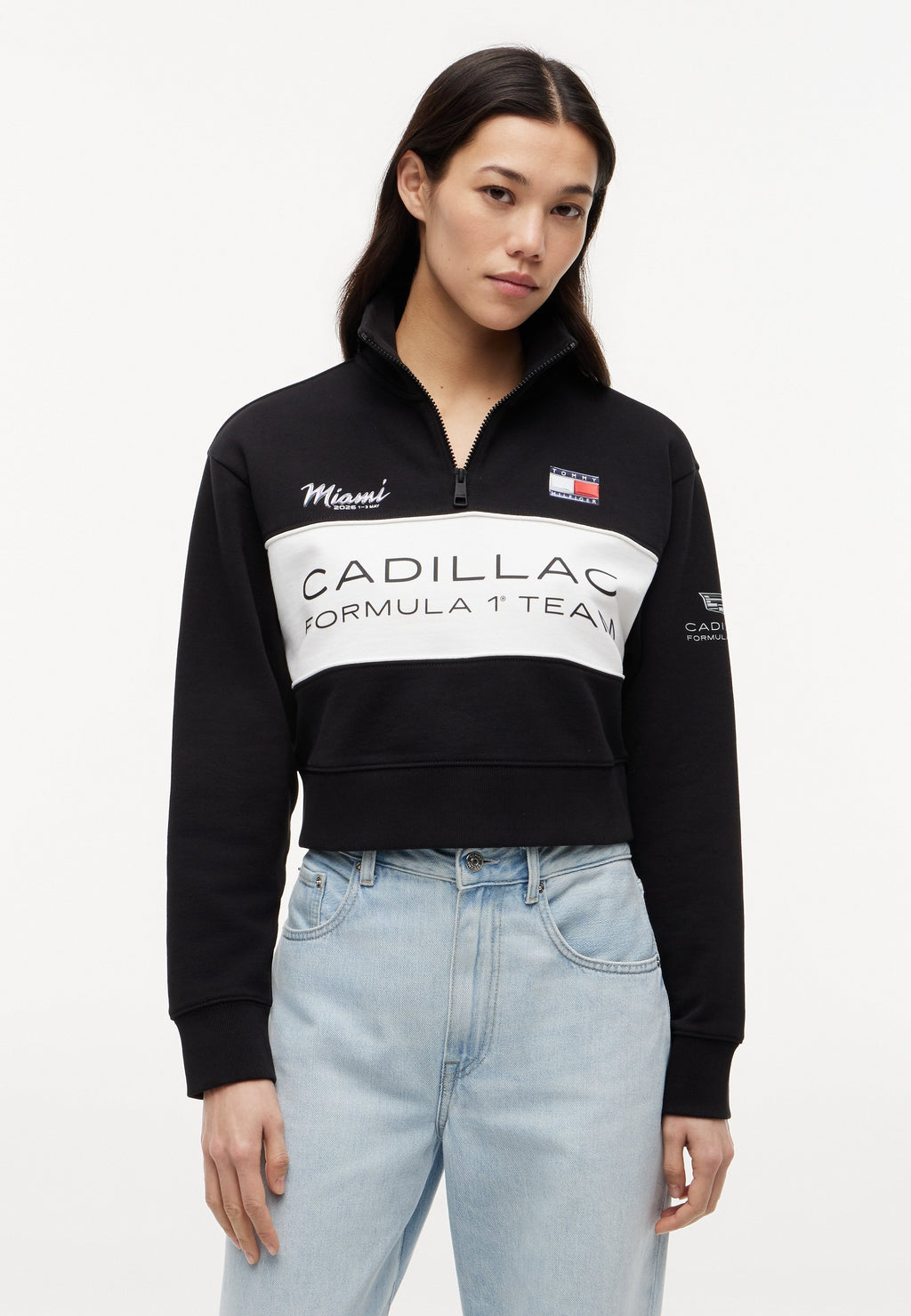 TH X CADILLAC FORMULE 1 TEAM HALF ZIP MIAMI - Sweat-shirt - black/stone grey/white