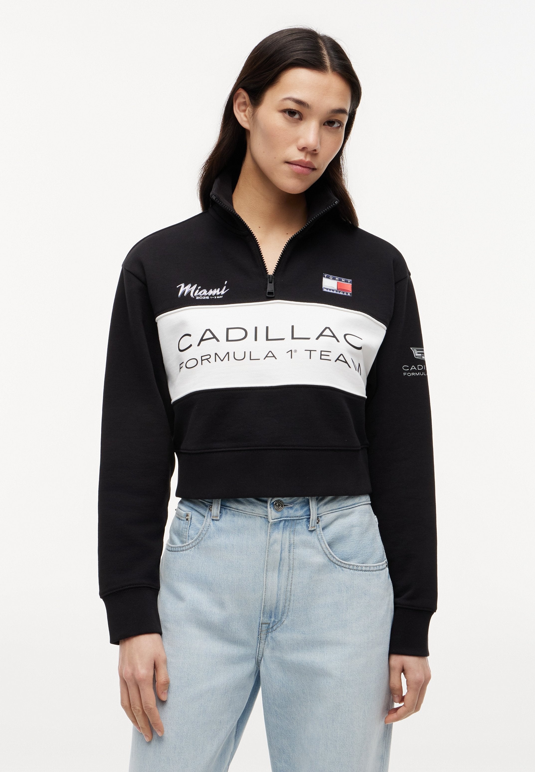 TH X CADILLAC FORMULE 1 TEAM HALF ZIP MIAMI - Sweat-shirt - black/stone grey/white