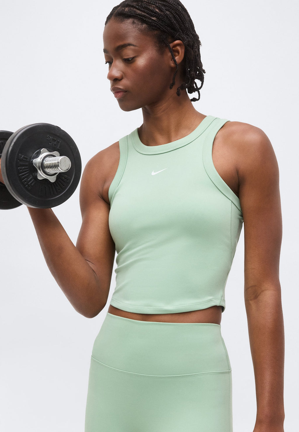 ONE FITTED CROP TANK - Top - steam/white