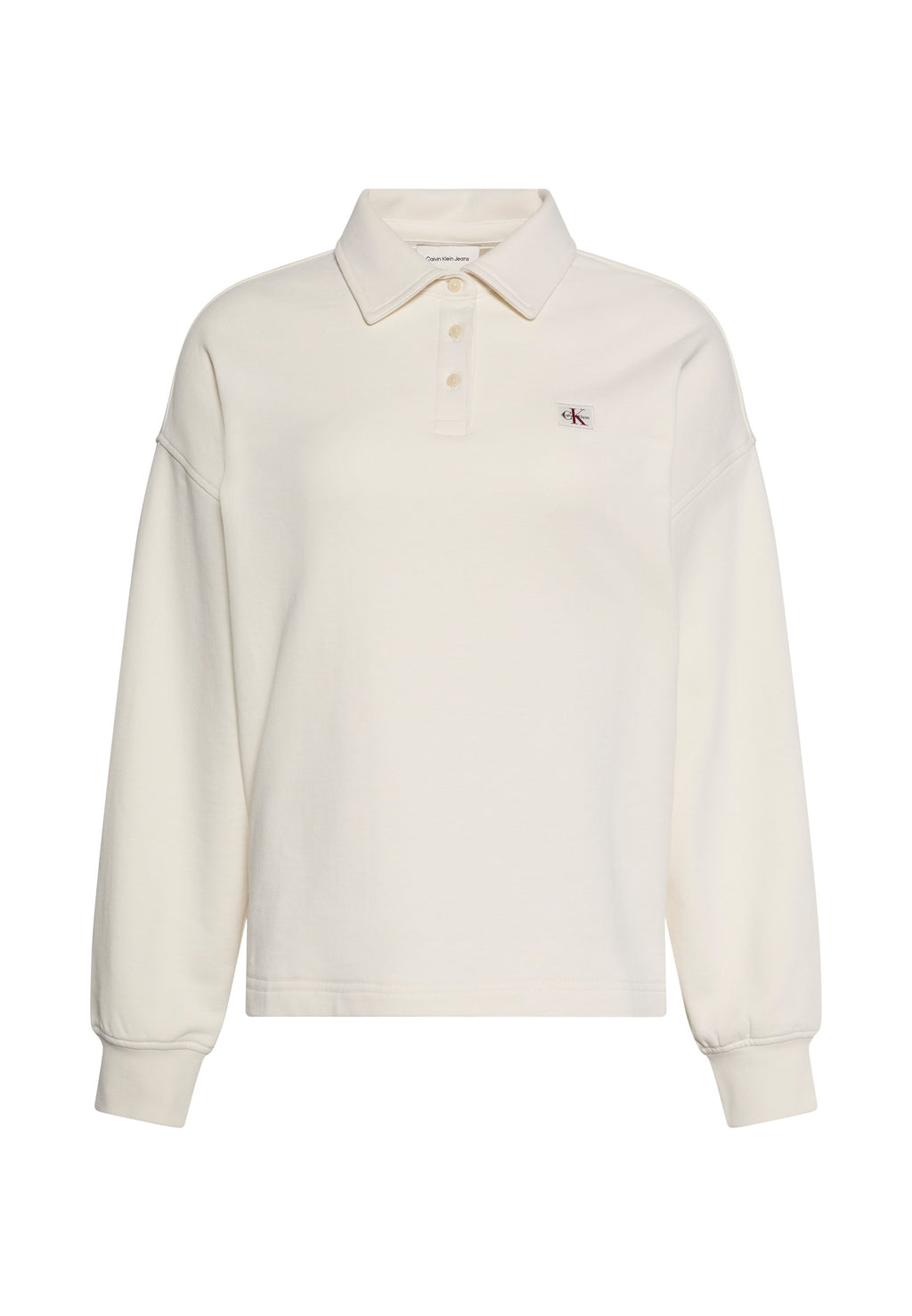 LS RLXD WOVEN LABEL TERRY POLO - Polo tişört - ekru