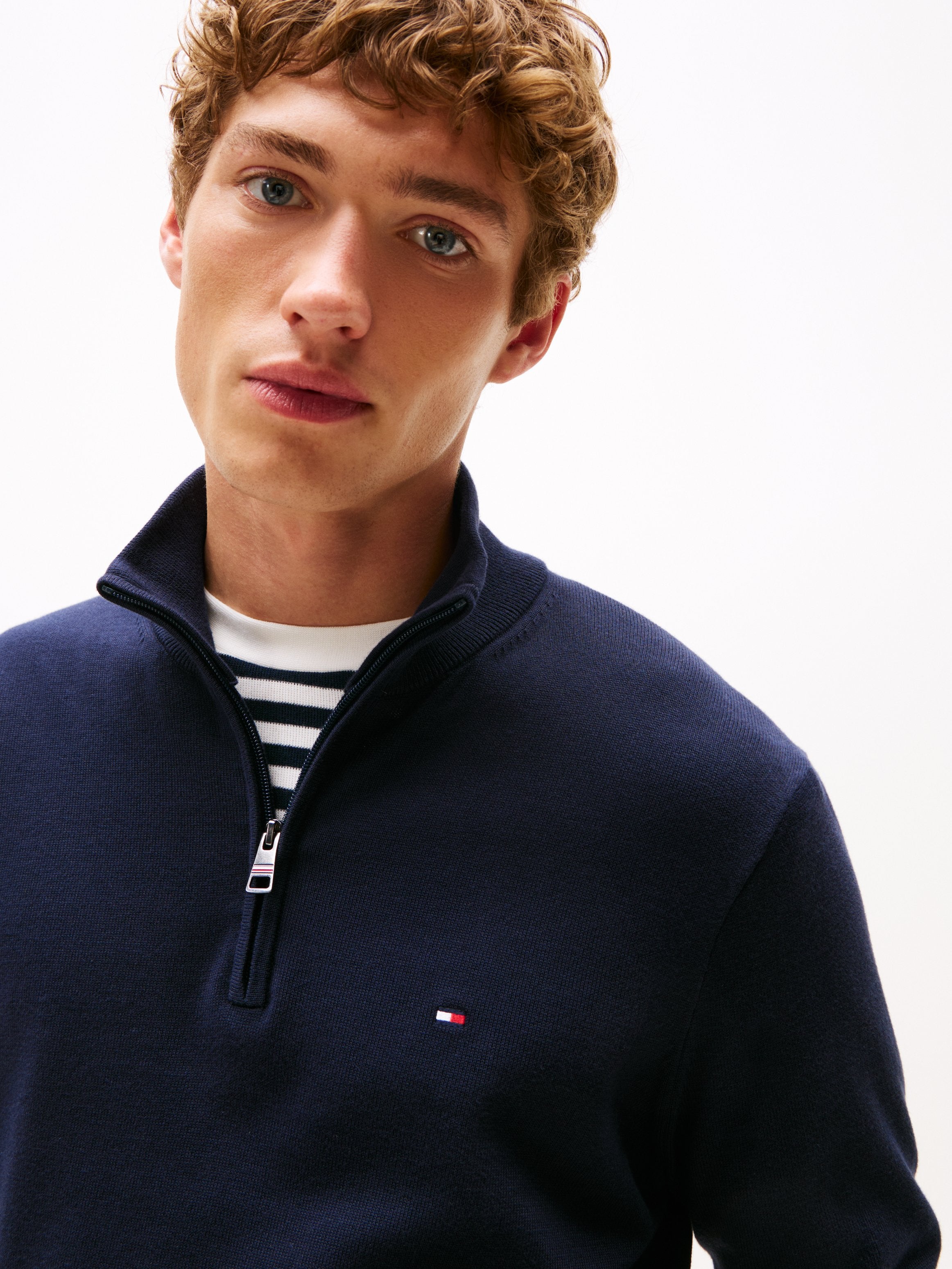 QUARTER ZIP MOCK NECK JUMPER - Jumper - desert sky