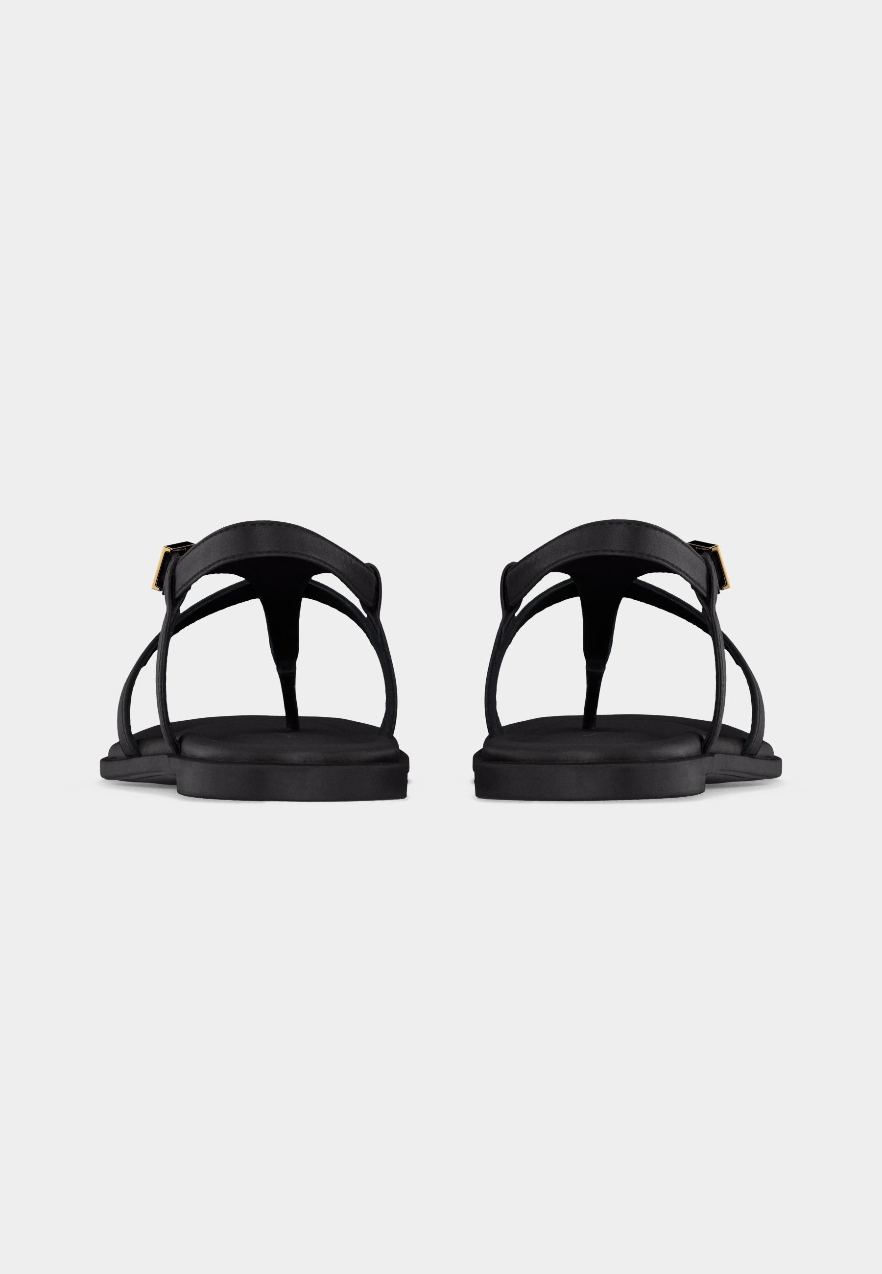 BUCKLE THONG - T-bar sandals - black