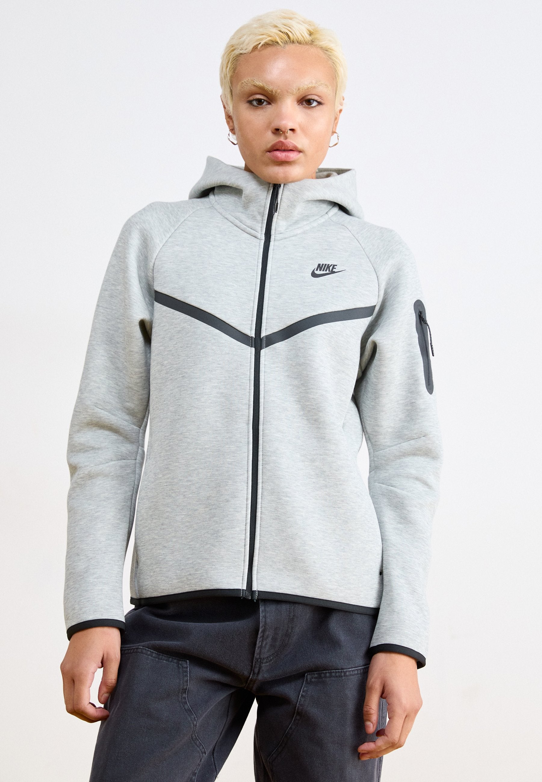 Sweat zippé - gris chiné foncé/noir