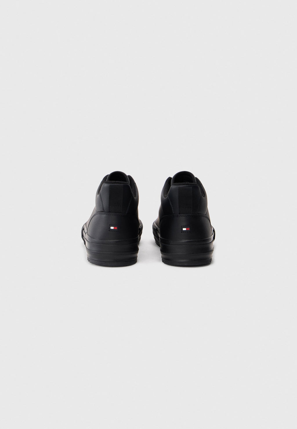 LEATHER SERRATED MID-TOP TRAINERS - Trainers - black