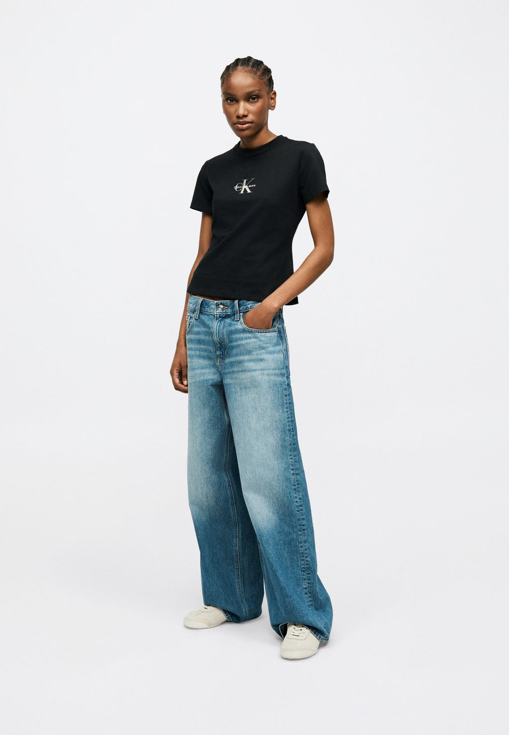 GRADIENT MONOLOGO SLIM TEE - Basic T-shirt - black