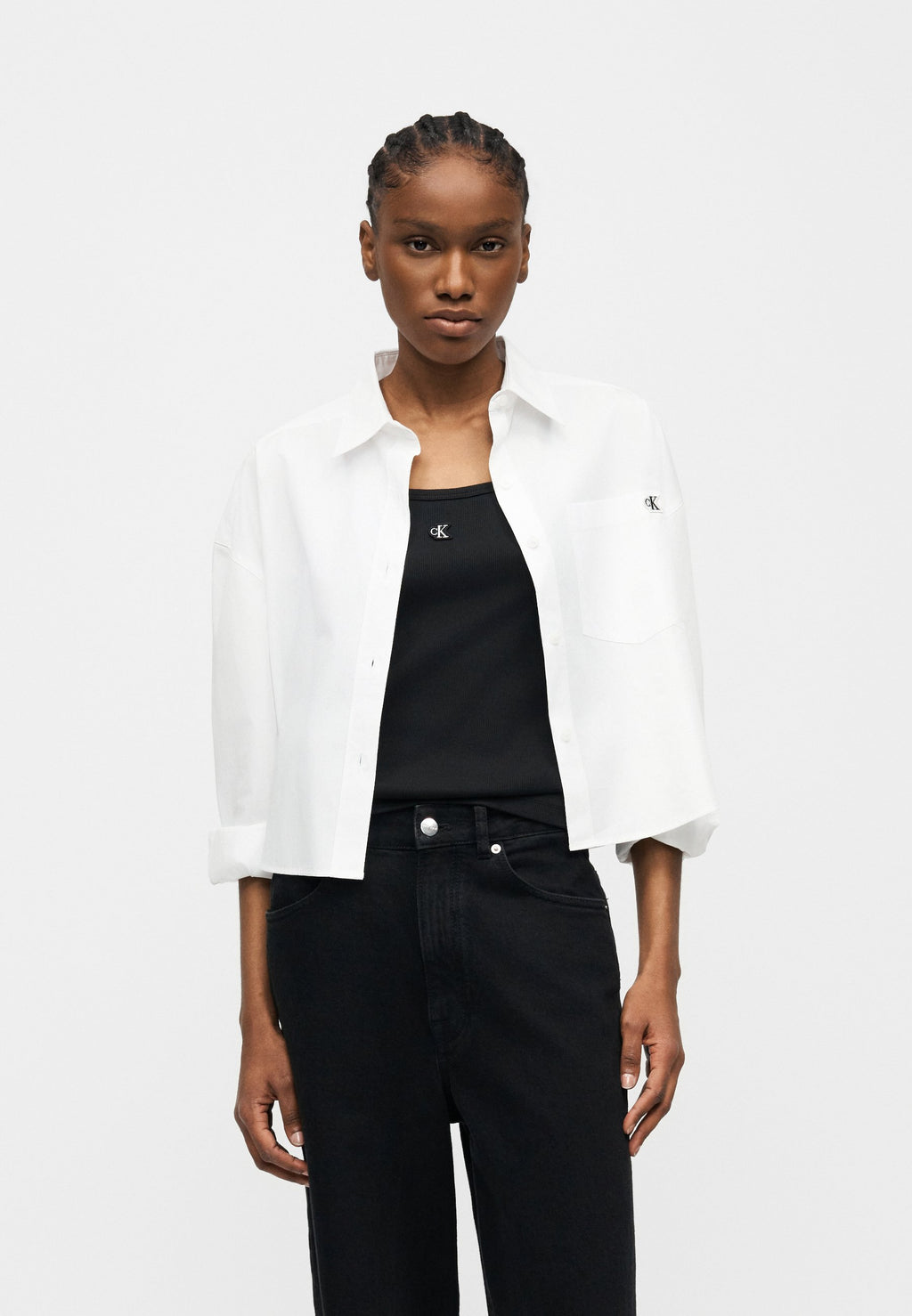 CROPPED - Button-down blouse - brilliant white