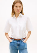 CLASSIC POPLIN SHORT SLEEVE SHIRT - Button-down blouse - th optic white