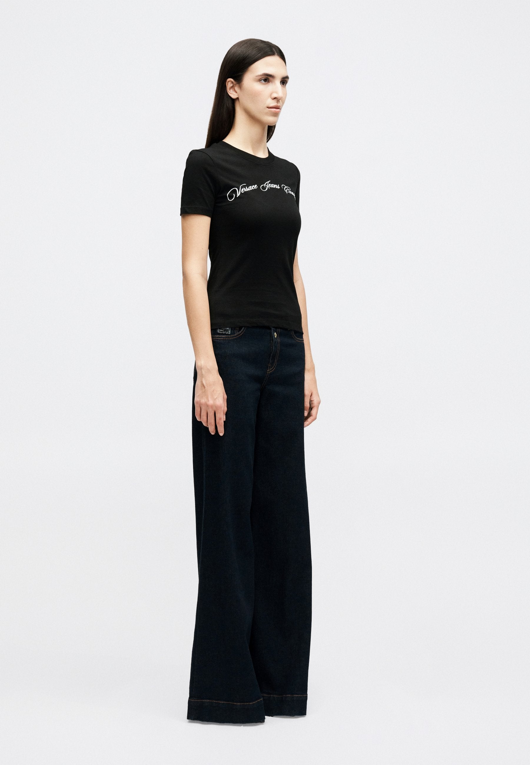 CURSIVE LOGO GLITTER - Basic T-shirt - black