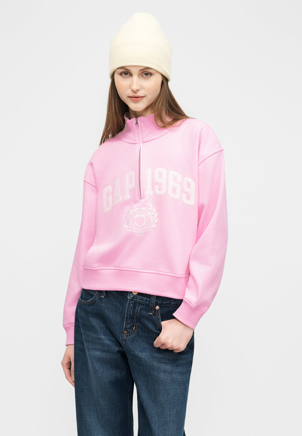 LOGO JAN HALF ZIP - Sweatshirt - primrose pink