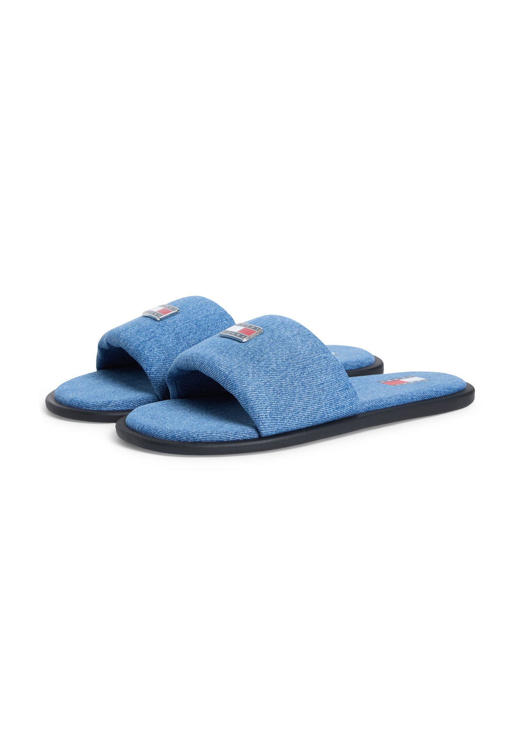 DENIM PADDED STRAP SLIDES - Mules - blue denim