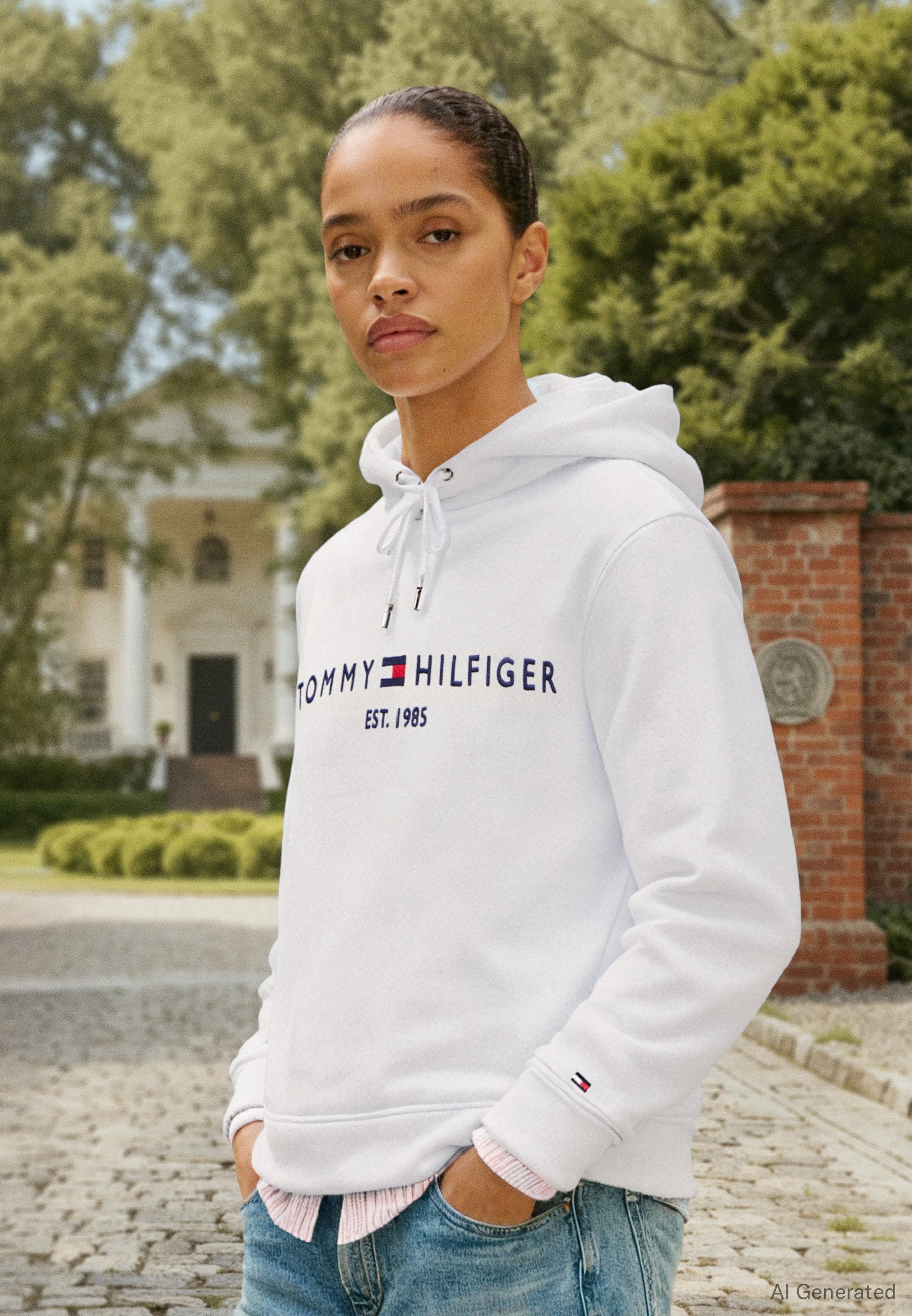 HILFIGER HOODIE  - Hoodie - white