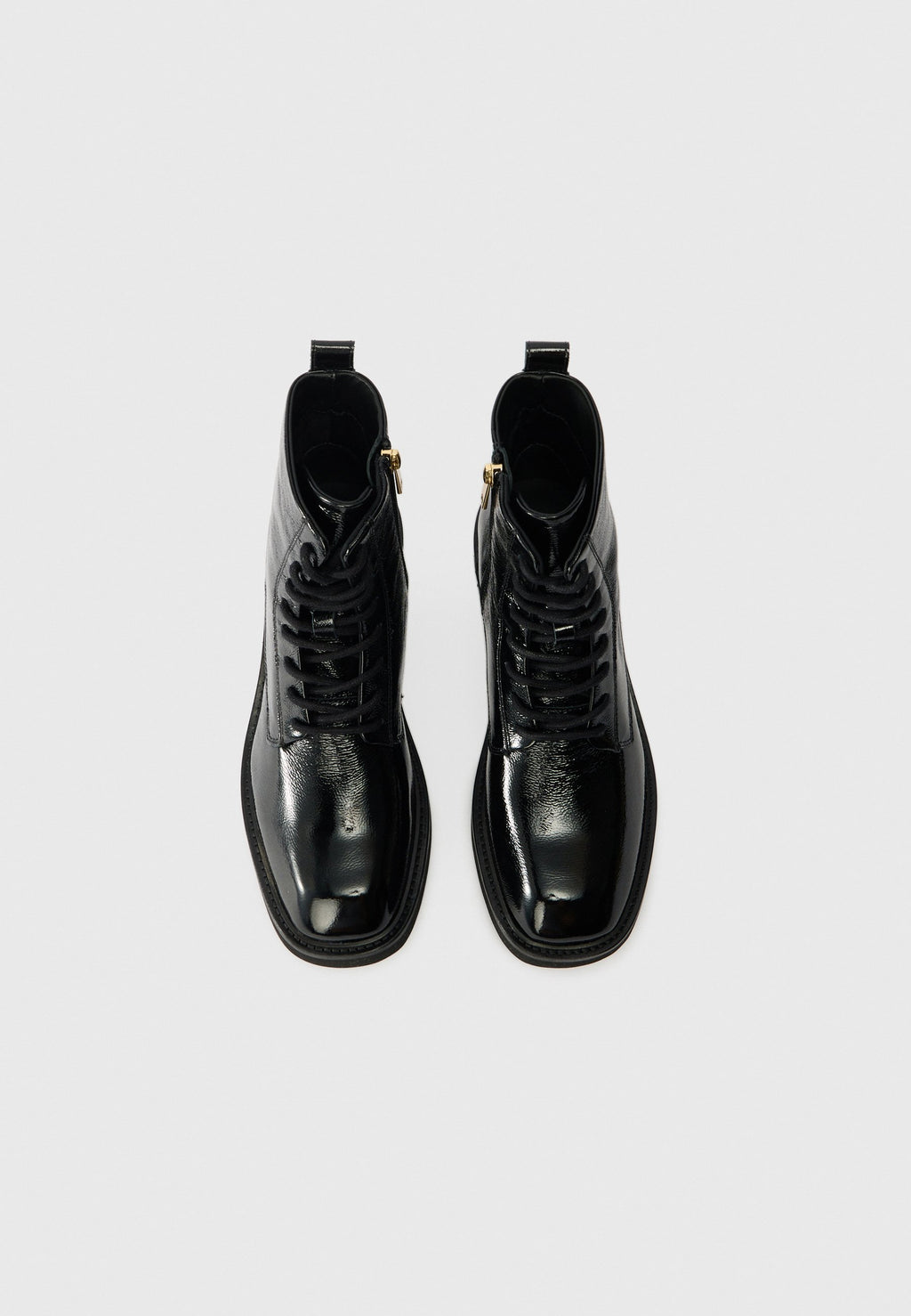 BOTTINES À LACETS EN CUIR FROISSÉ - Bottines classiques - noir