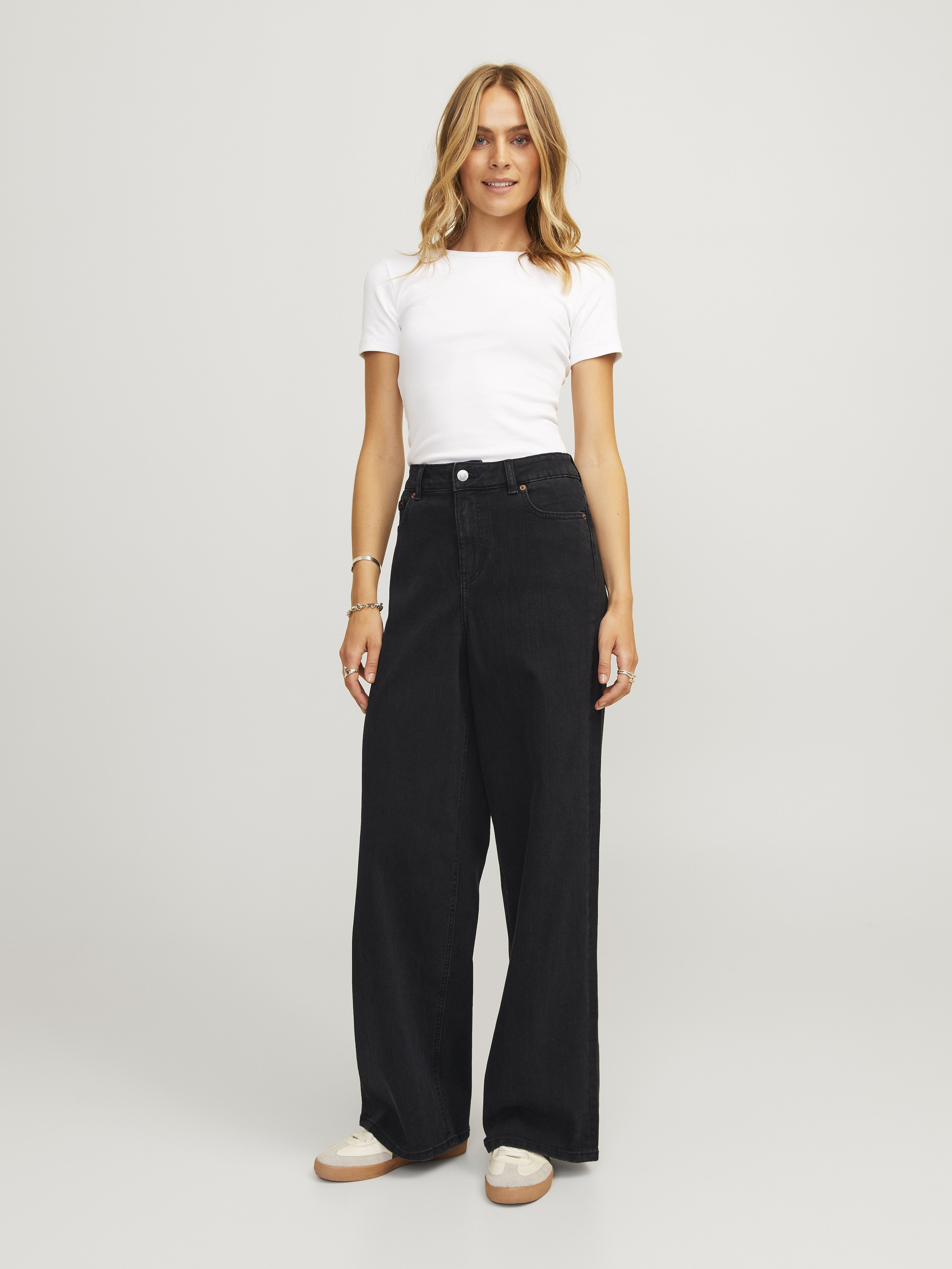 Wide fit JXTOKYO HW C6145 JEANS DNM NOOS - Wide Leg - black denim