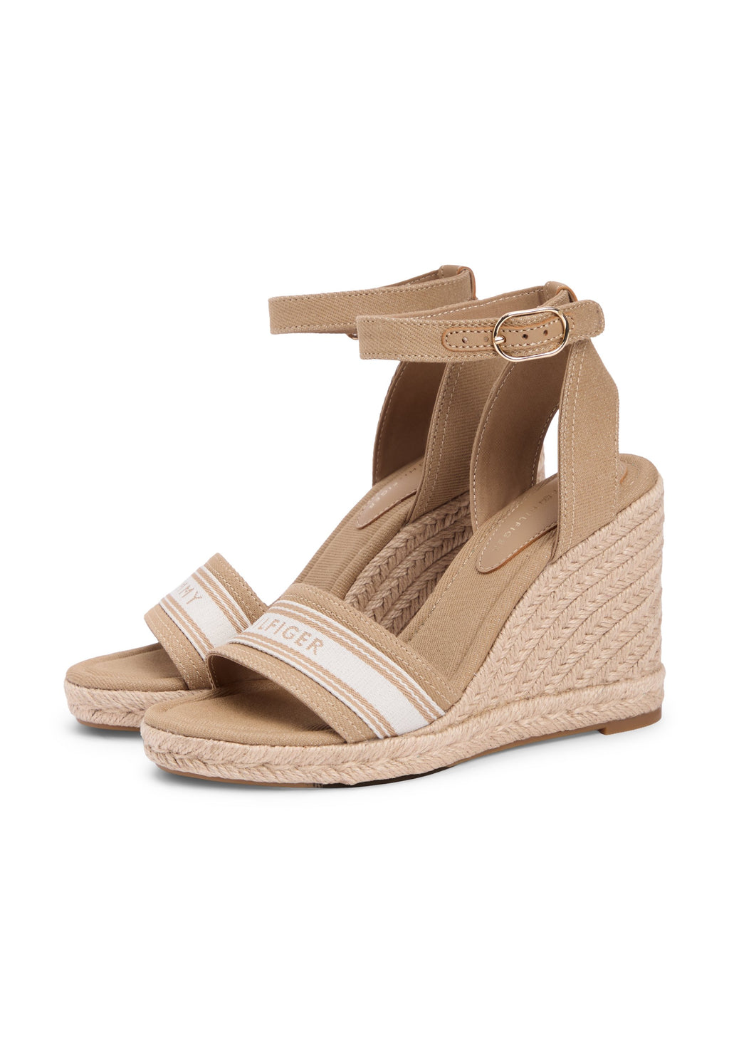 CANVAS DENIM WEDGE ESPADRILLES - Platform sandals - safari canvas