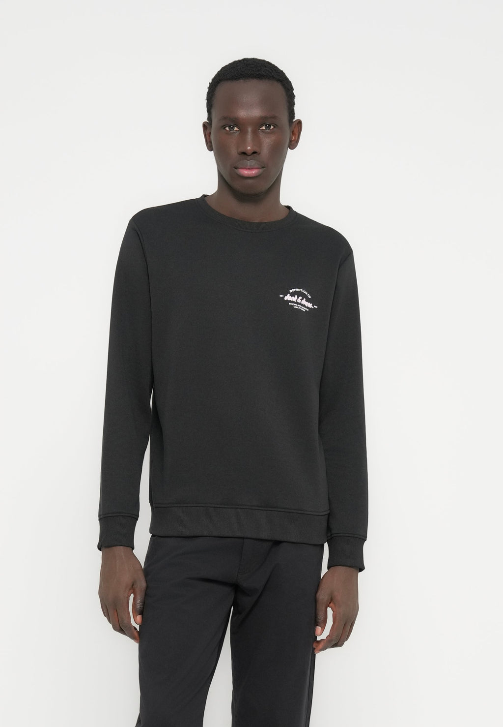 JJBRANDON CREW NECK 2 PACK MP - Sweatshirt - black/white melange