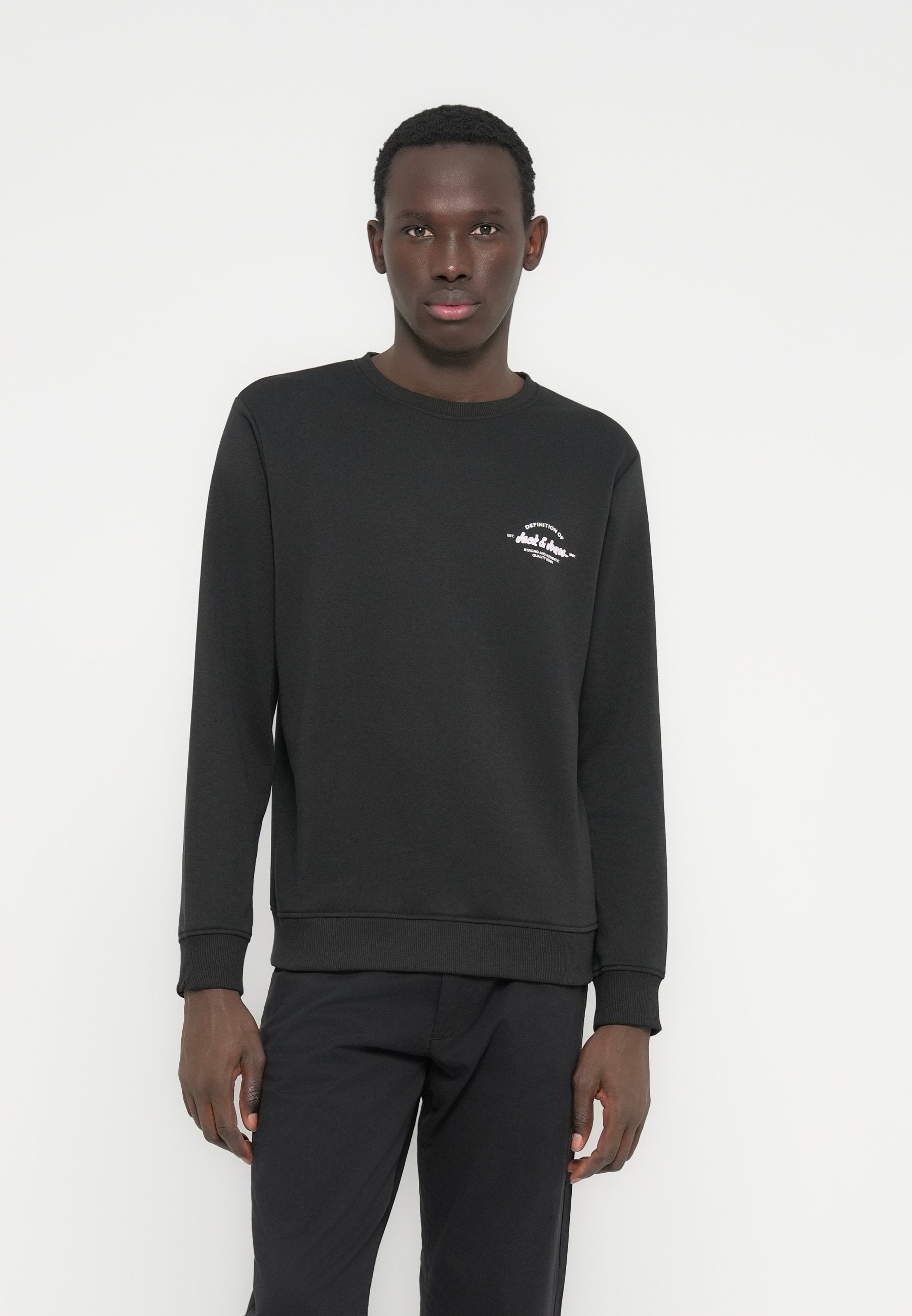 JJBRANDON CREW NECK 2 PACK MP - Sweatshirt - black/white melange