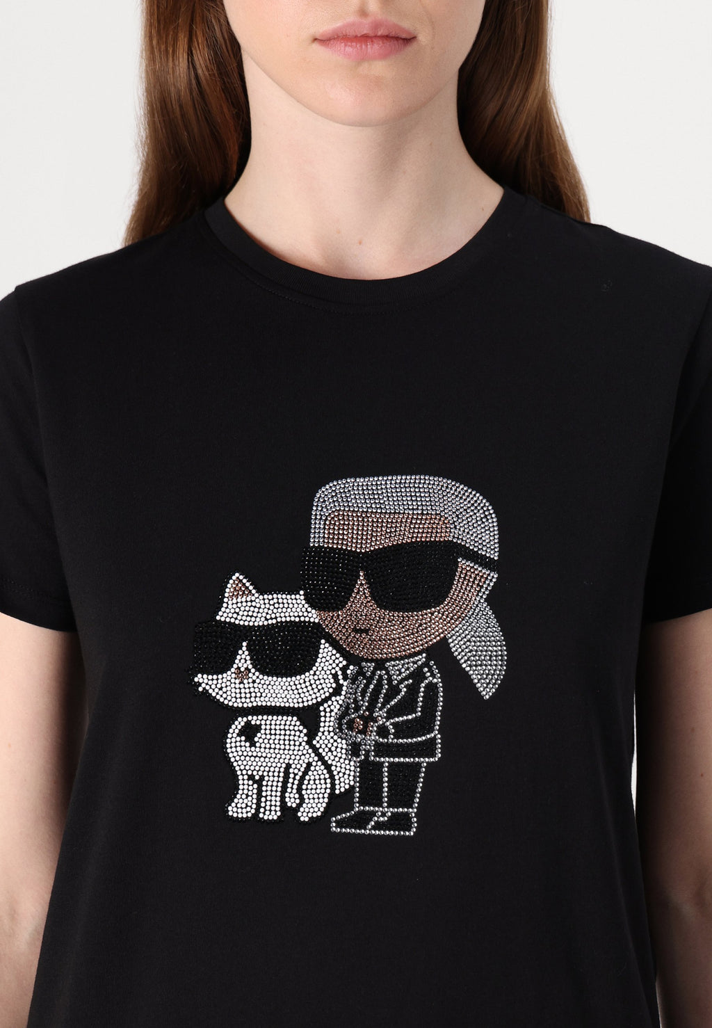 IKON KARL & COUPETTE RHINESTONE - T-shirt Imprimé - noir