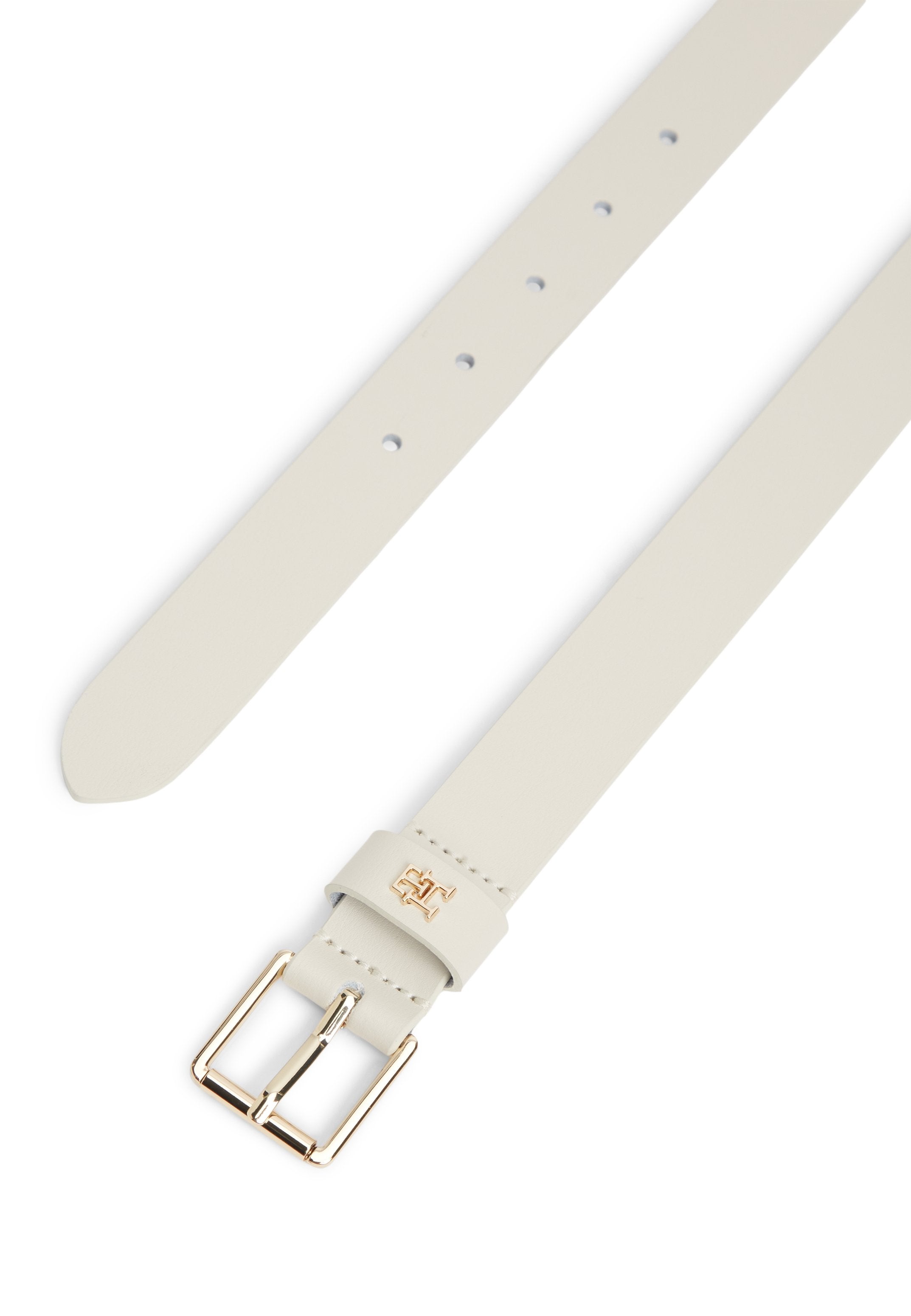 TH MONOGRAM SHINY LEATHER BELT - Belt - soft cream