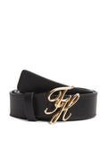 LOGO PLAQUE BUCKLE LEATHER BELT - Belt - black