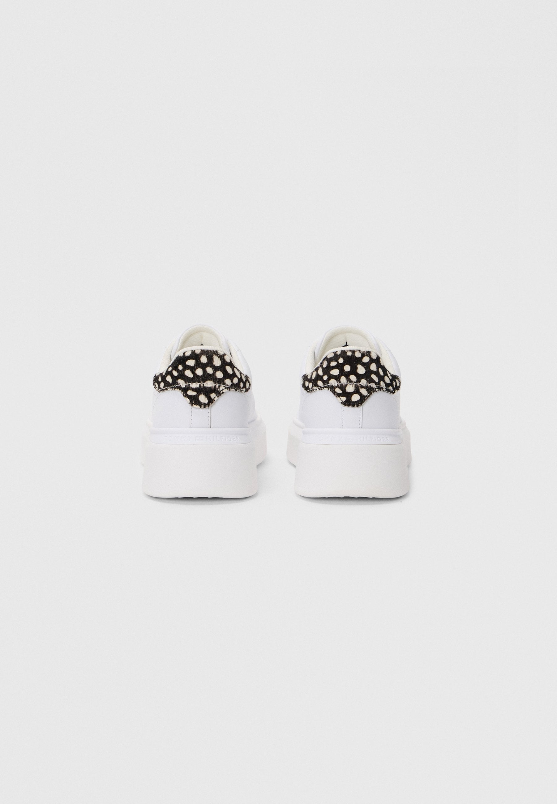 SNOW LEOPARD HEEL LEATHER PLATFORM TRAINERS - Trainers - white