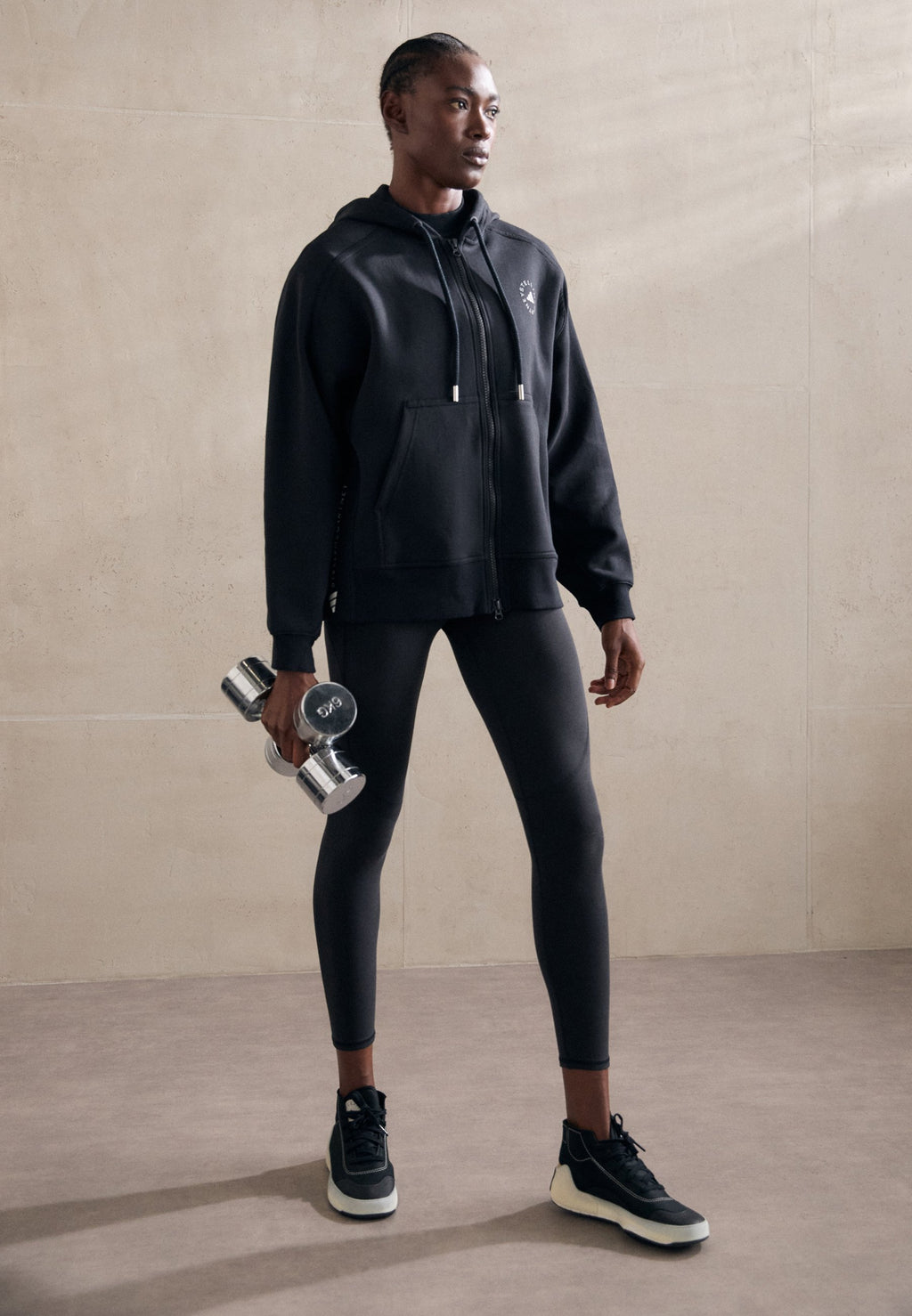 HOODIE - Zip-up sweatshirt - black/white