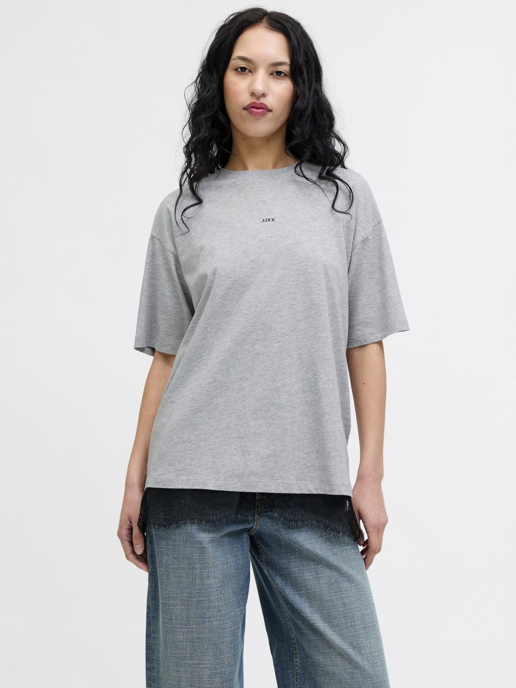 JXANDREA LOOSE TEE - T-shirt basique - gris clair chiné