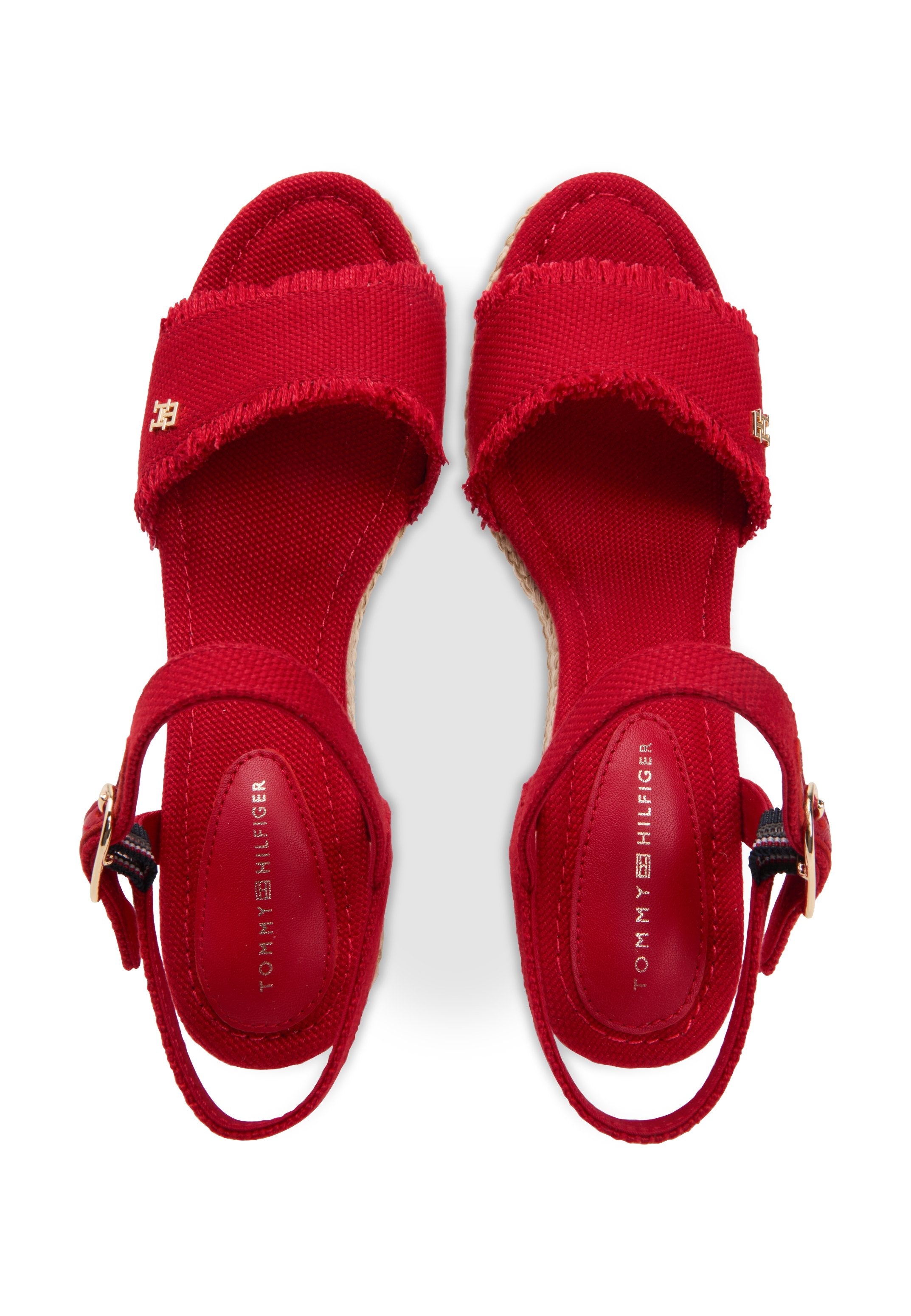 TH MONOGRAM WOVEN WEDGE ESPADRILLES - Platform sandals - primary red