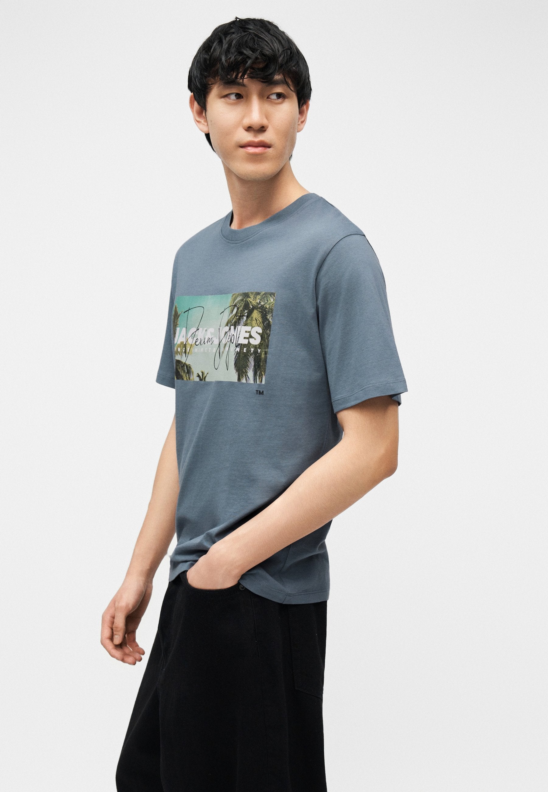 JJINDIANA TEE CREW NECK - Print T-shirt - blue mirage