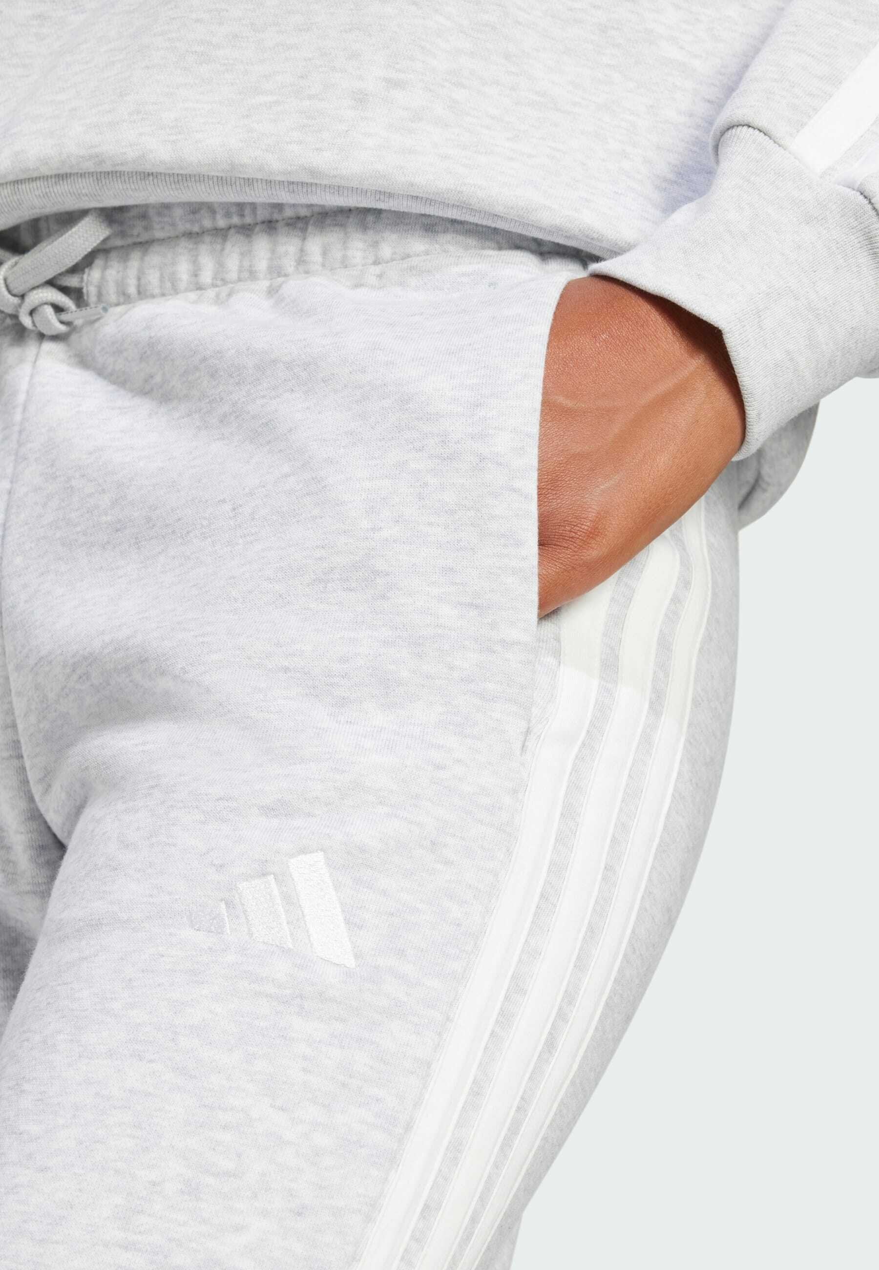 ESSENTIALS 3 STRIPES FRENCH TERRY CUFFED - Eşofman Altı - açık gri melanj   beyaz