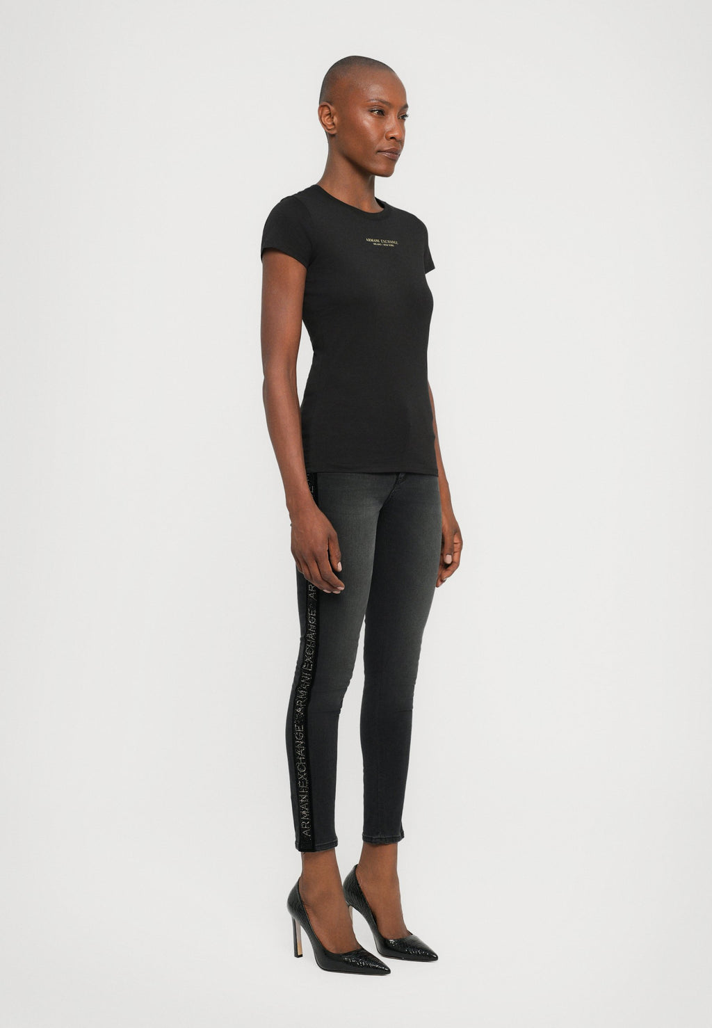 Print T-shirt - black/gold-coloured
