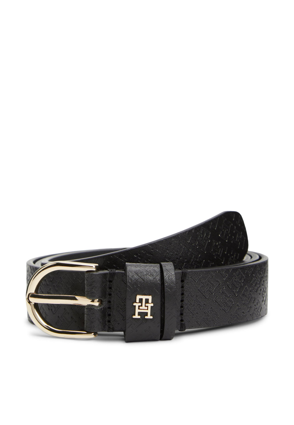 ESSENTIAL TH MONOGRAM PLAQUE LEATHER BELT - Belt - black