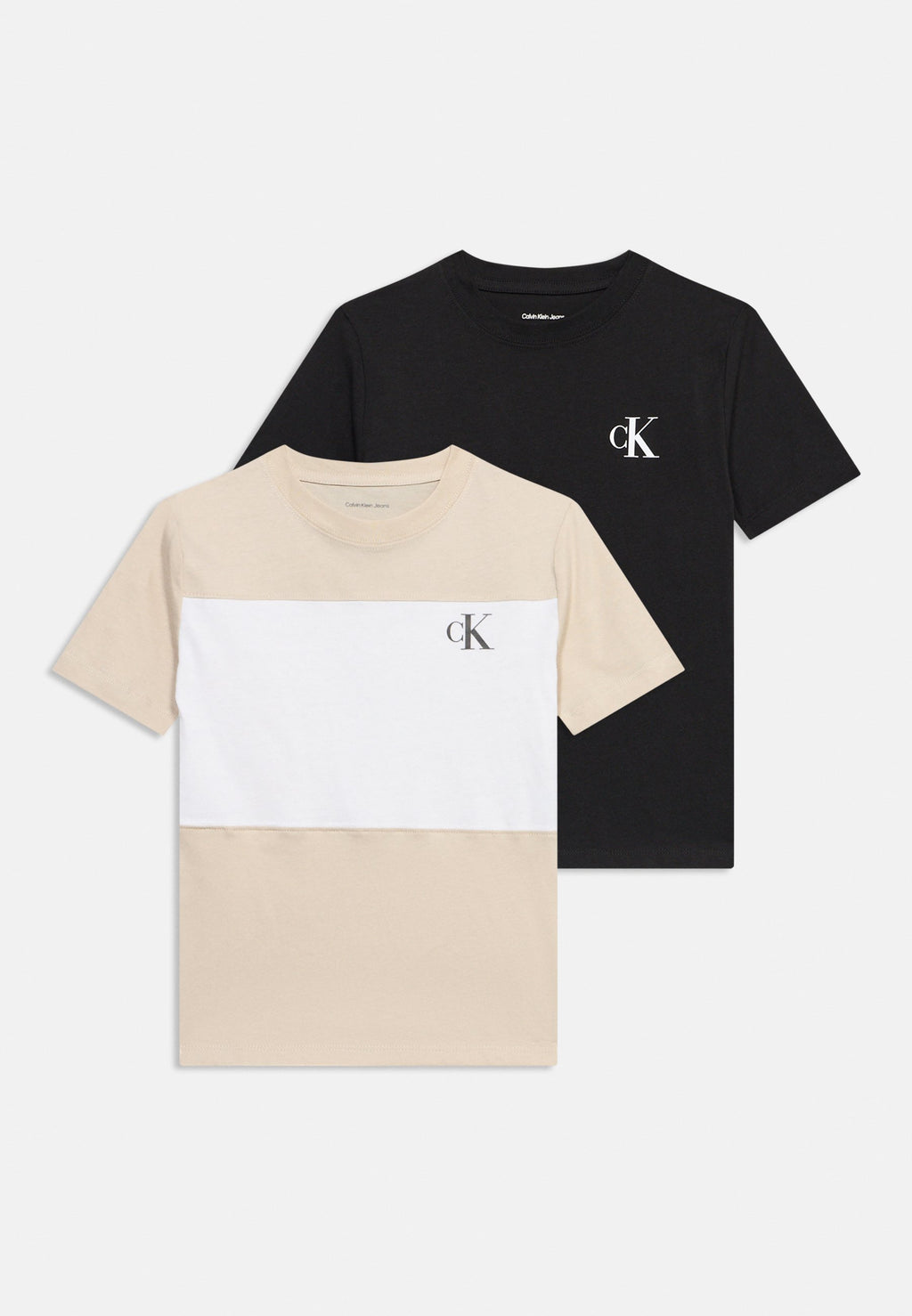 COLOR BLOCK 2 PACK - Basic T-shirt - oatmeal/black