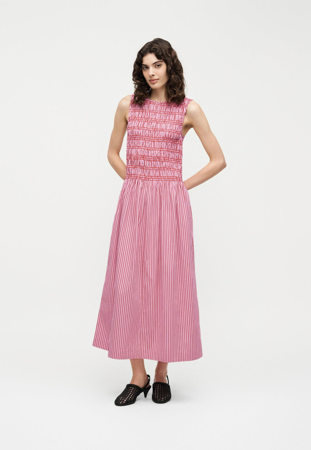 SMOCKING STRIPE MIDI  - Day dress - pink