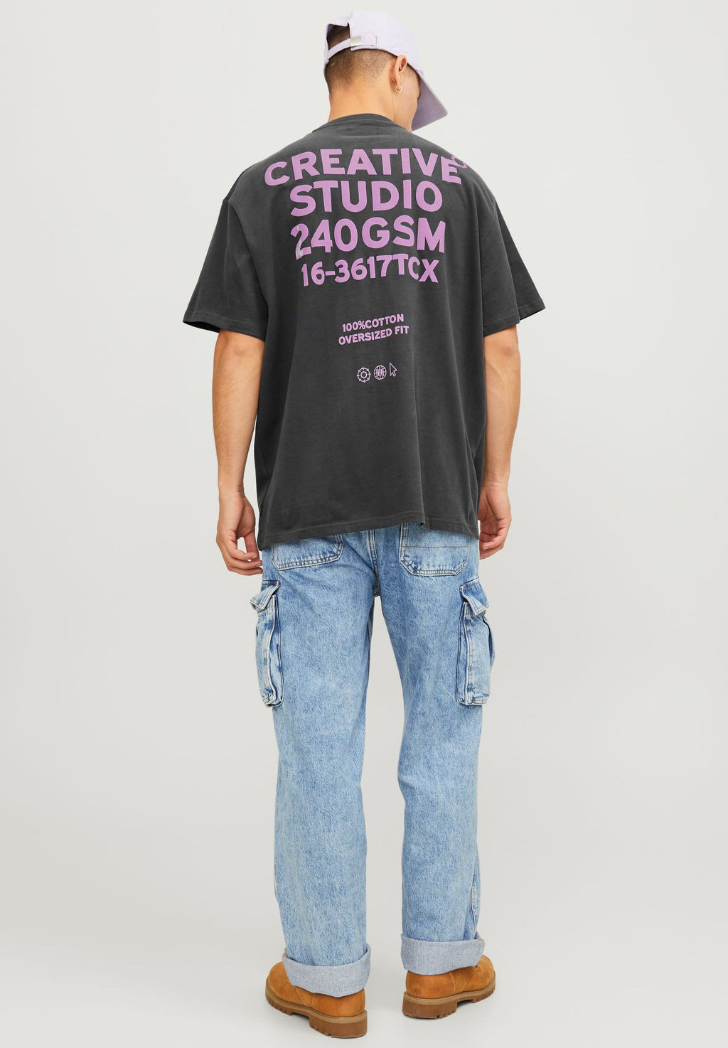 JPRBLAHARVEY INFO TEE CREW NECK UNISEX - تي شيرت مطبوع - أسفلت
