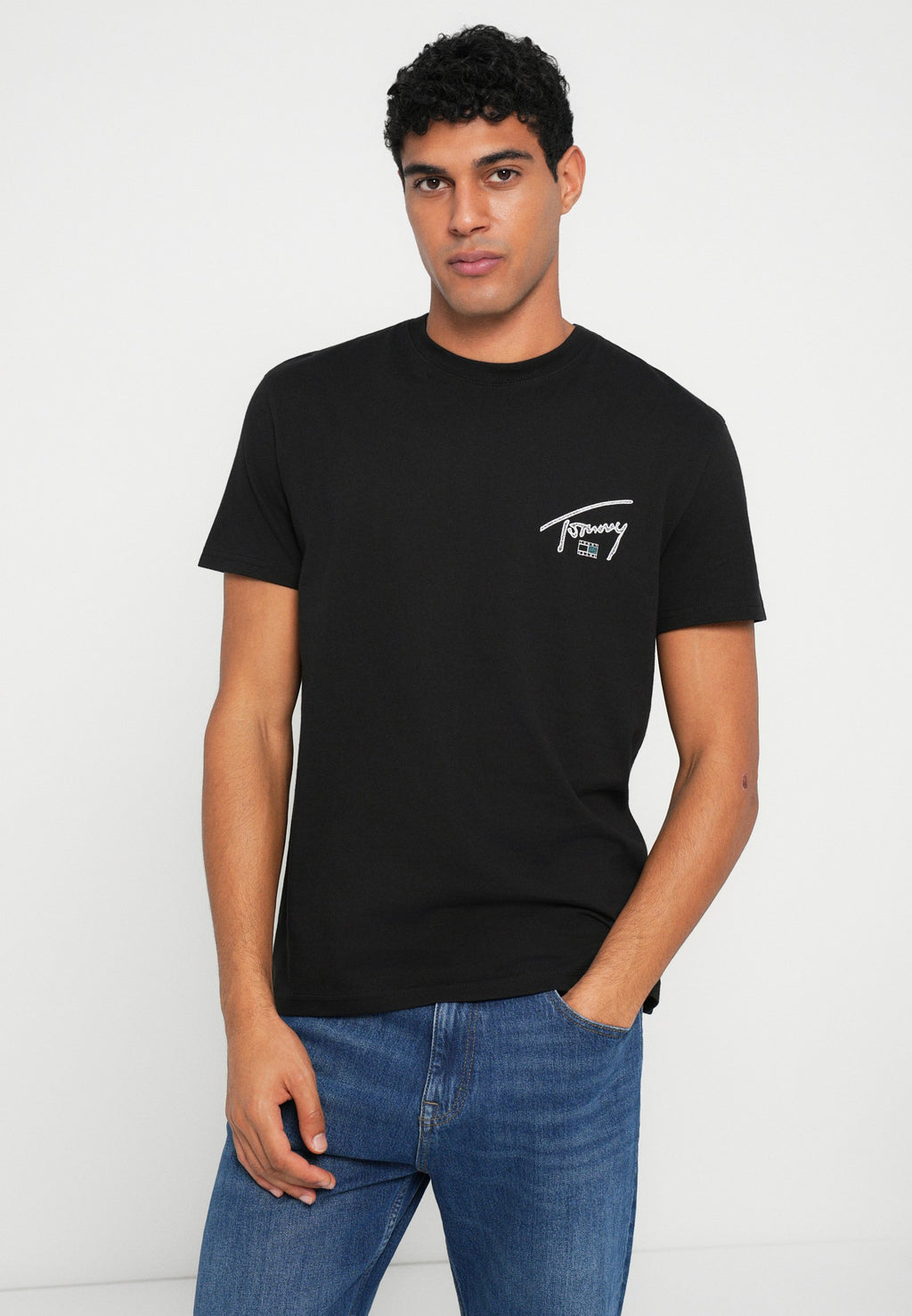 TEE-SHIRT RAS DU COU LOGO DOS SIGNATURE - Tee-shirt imprimé - black