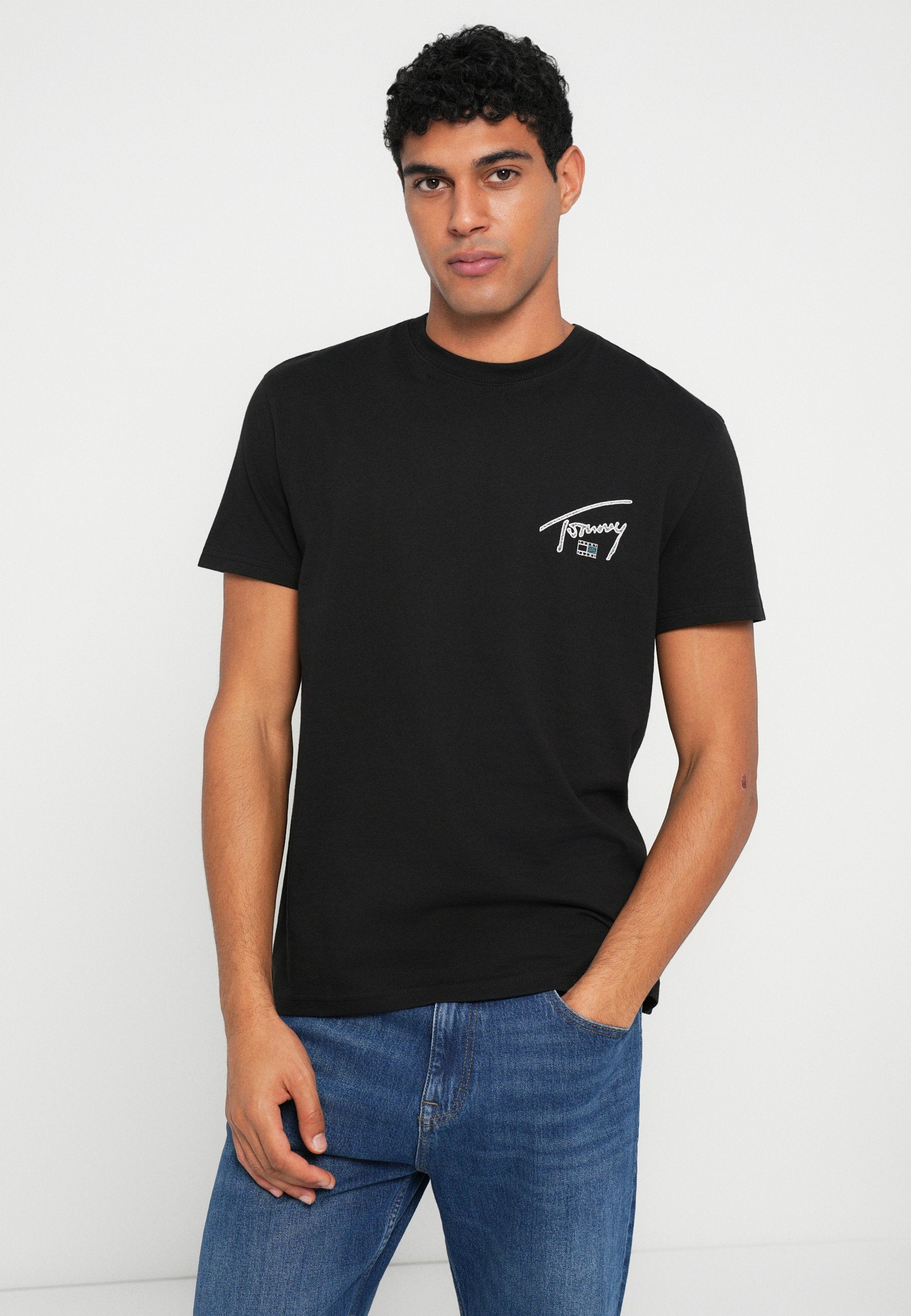 TEE-SHIRT RAS DU COU LOGO DOS SIGNATURE - Tee-shirt imprimé - black