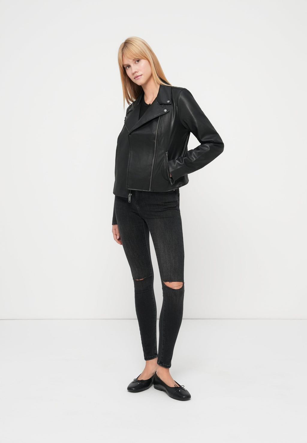 MOTO  - Leather jacket - black